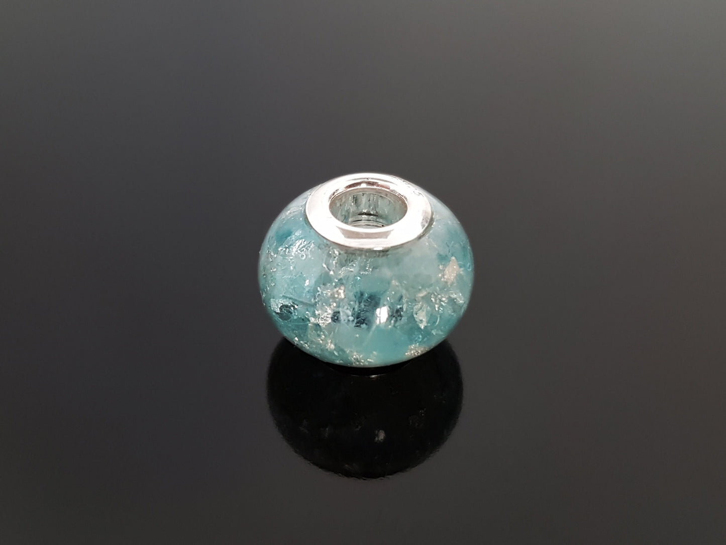 Orgonite orgone pendant, charm bead, bracelet. Natural Aquamarine. Sterling silver, Reiki chakra healing