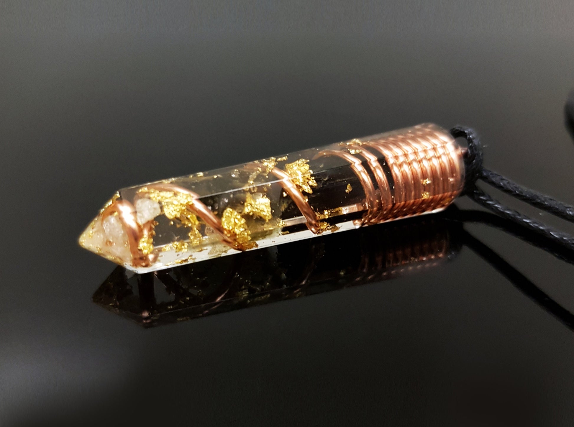 Powerful Moldavite Orgonite orgone pendant necklace, Black tourmaline, Diamonds, Herkimer. Magic amulet, Reiki