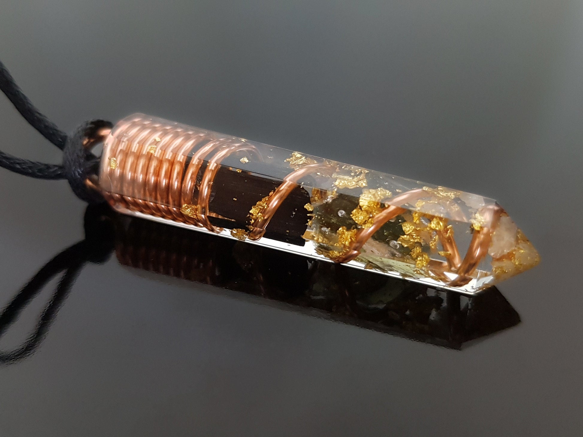 Powerful Moldavite Orgonite orgone pendant necklace, Black tourmaline, Diamonds, Herkimer. Magic amulet, Reiki