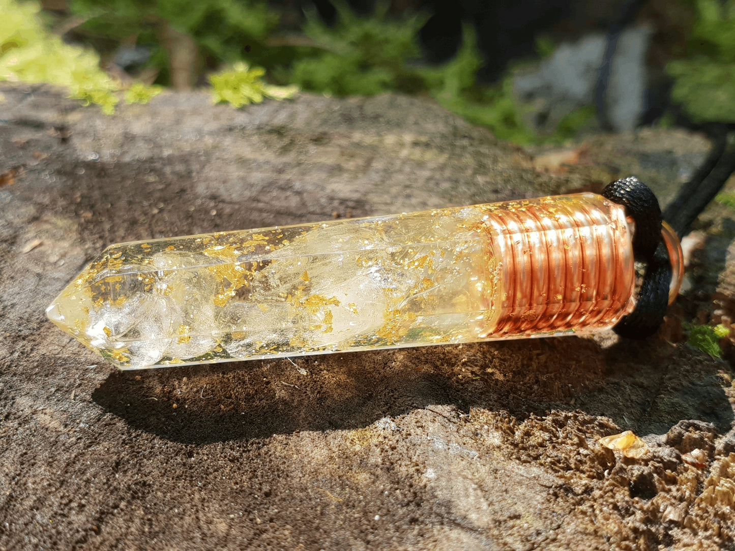 Orgone Orgonite pendant, Natural Citrine, 24k gold, copper. Reiki crystal healing. High vibrations, magic amulet