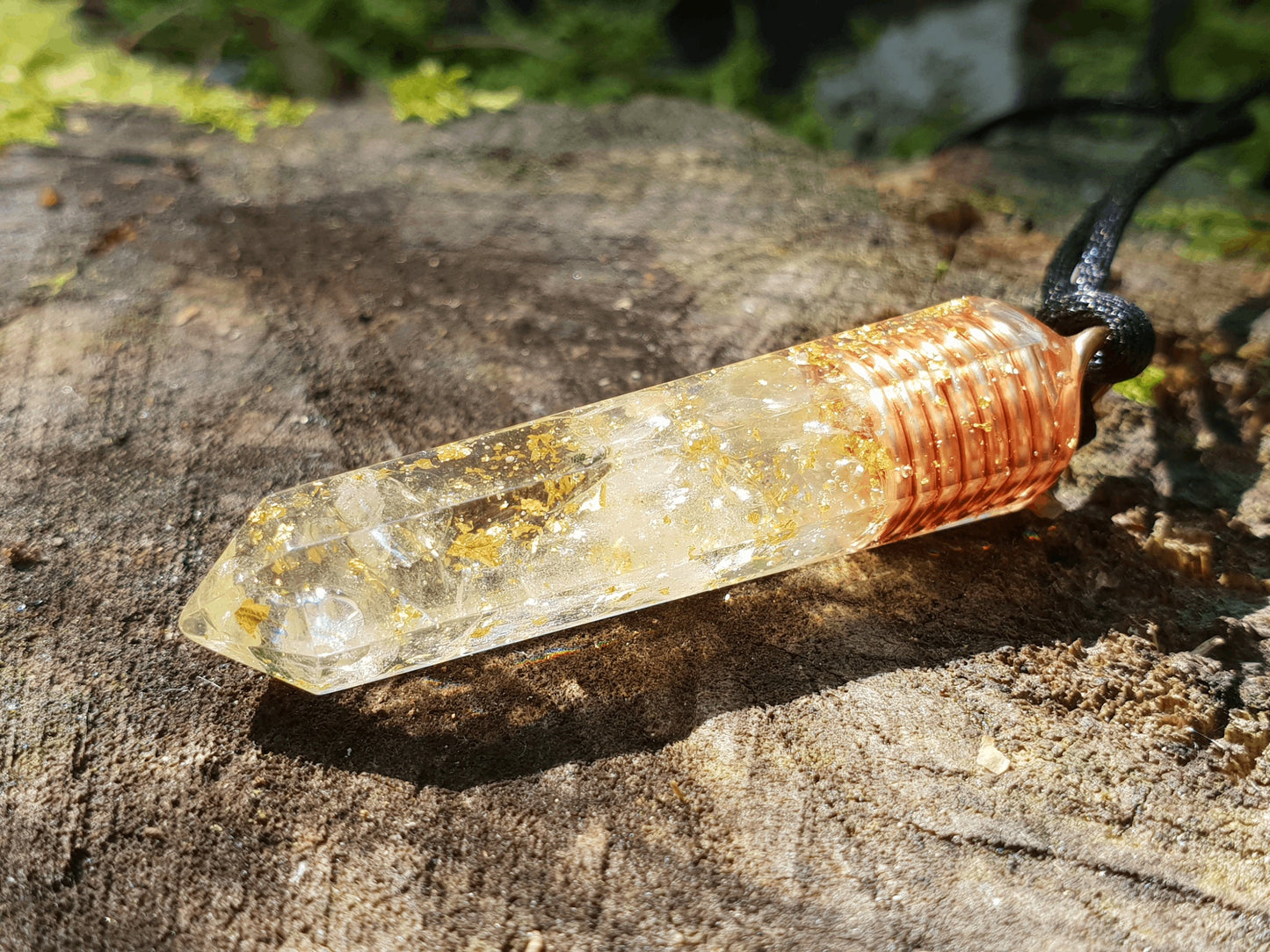 Orgone Orgonite pendant, Natural Citrine, 24k gold, copper. Reiki crystal healing. High vibrations, magic amulet