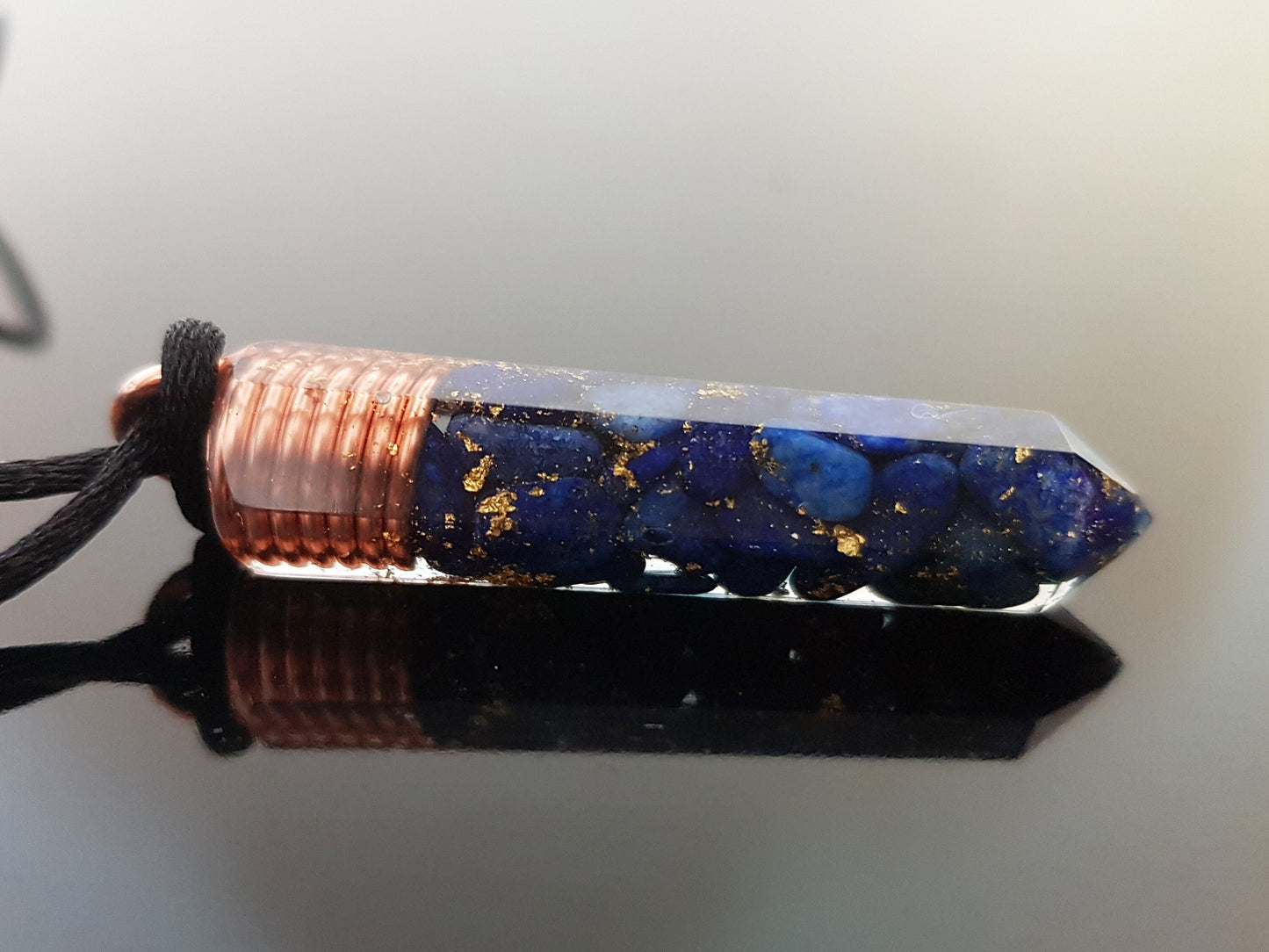 Orgonite orgone Pendant necklace, Lapis Lazuli, 24k gold, Reiki, magic amulet, talisman, chakra healing, third eye opening