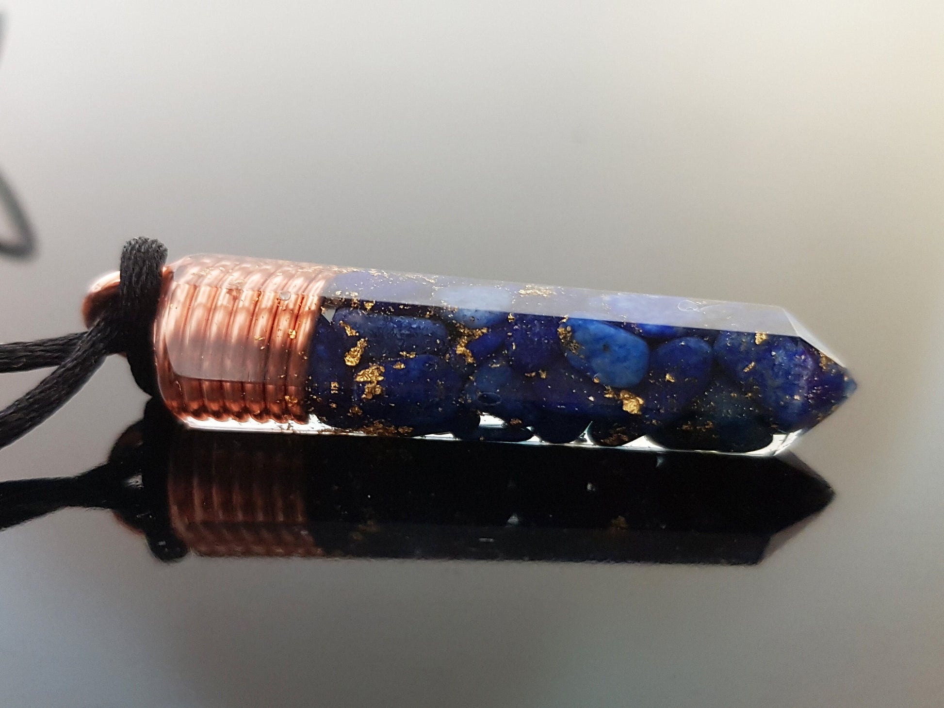 Orgonite orgone Pendant necklace, Lapis Lazuli, 24k gold, Reiki, magic amulet, talisman, chakra healing, third eye opening