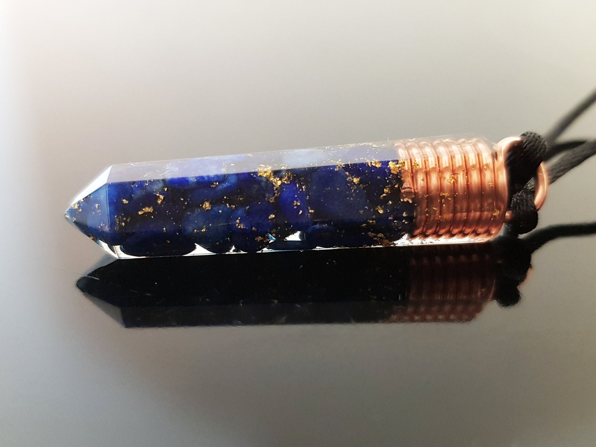 Orgonite orgone Pendant necklace, Lapis Lazuli, 24k gold, Reiki, magic amulet, talisman, chakra healing, third eye opening