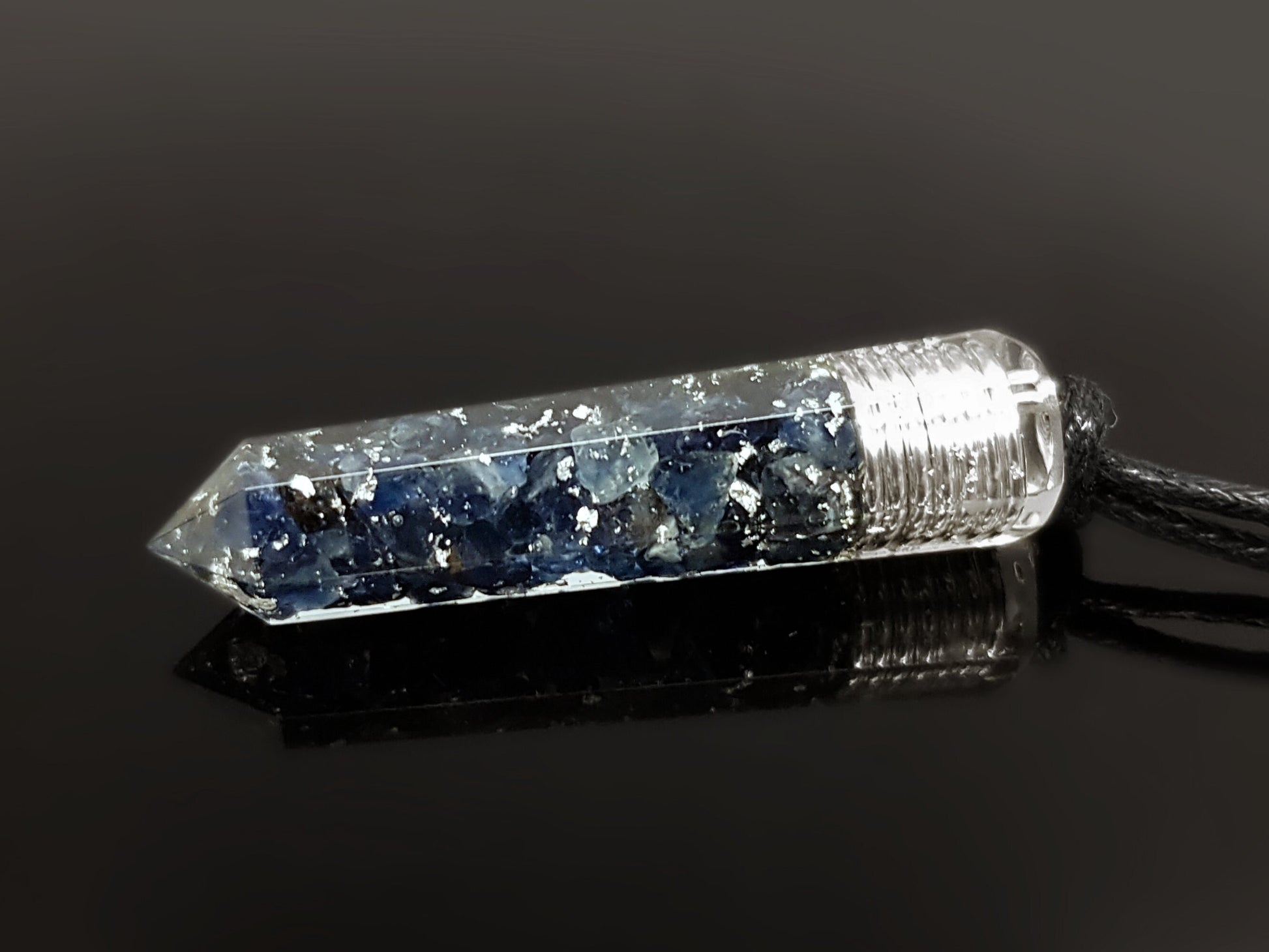 Sapphire Orgonite pendant, Powerful real natural Sapphire and silver necklace amulet, spiritual orgone necklace