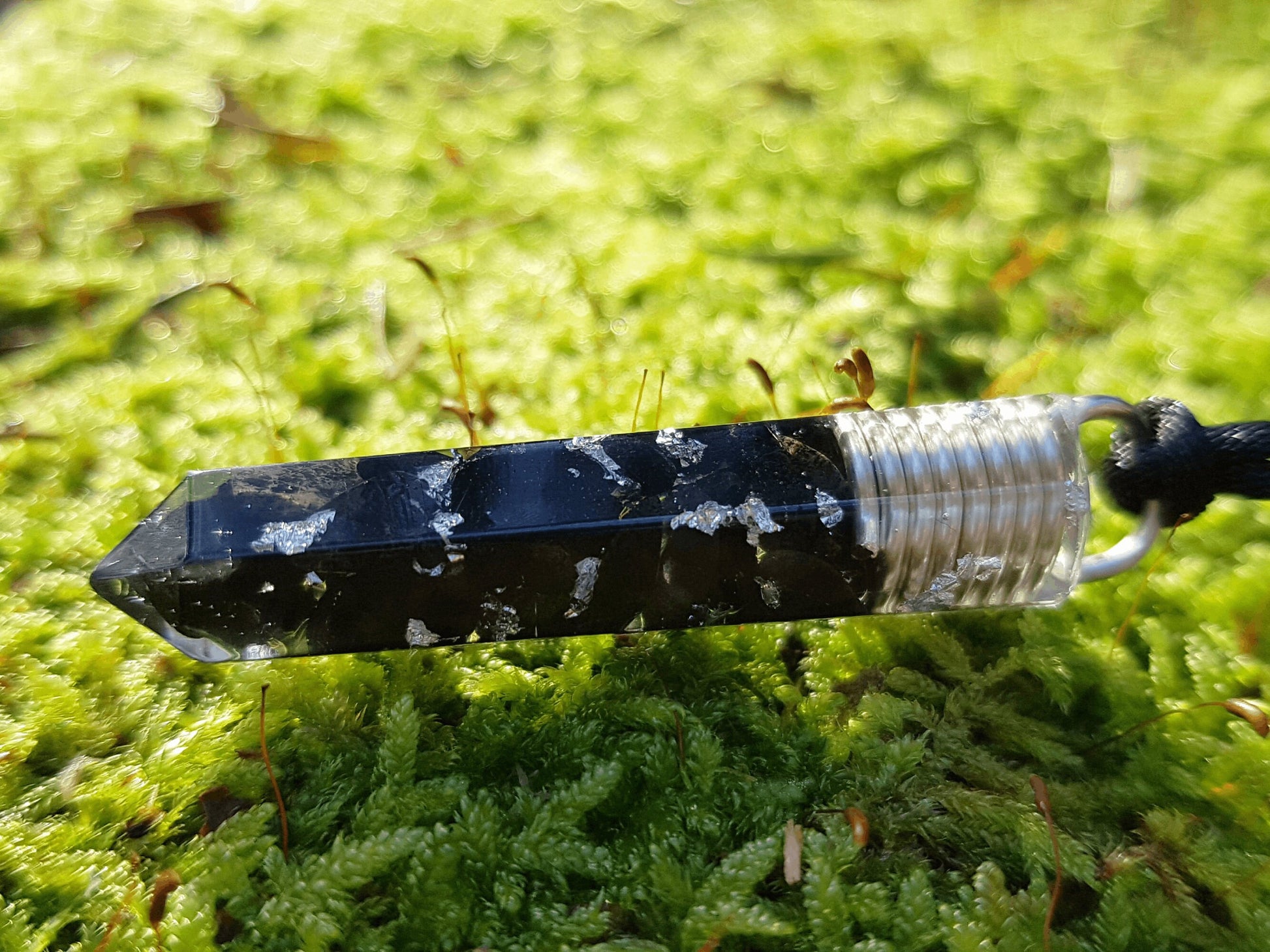 Orgonite pendant, Black tourmaline, 925 silver, Reiki orgone necklace, protective amulet, strong EMF 5G protection