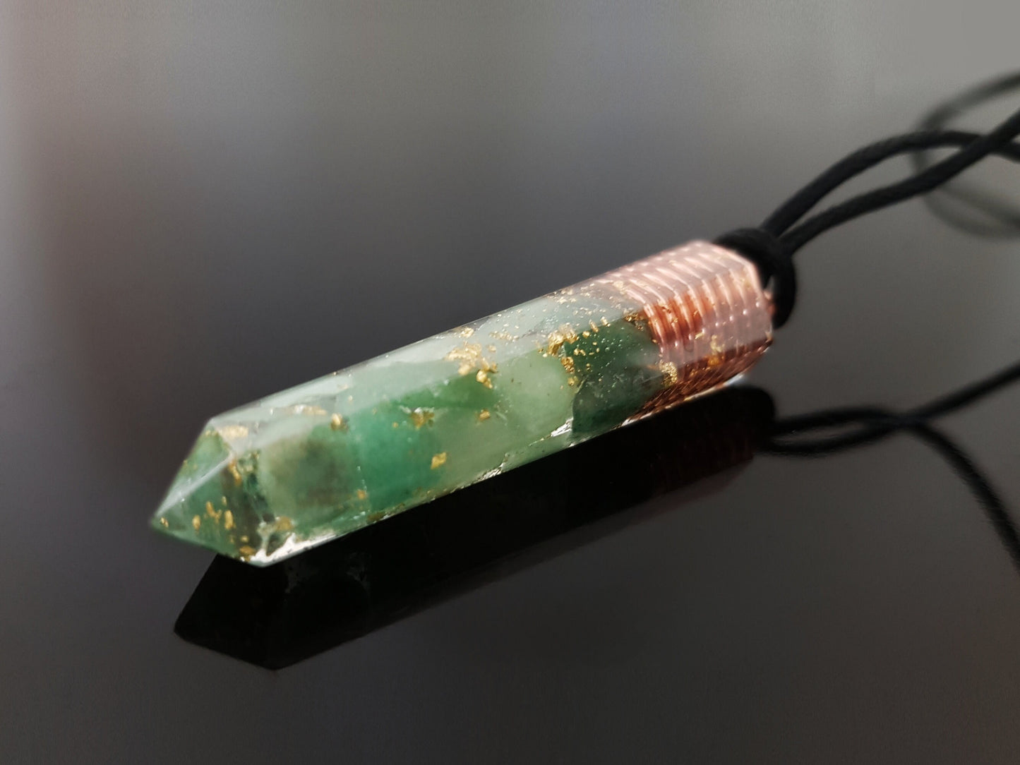 Aventurine Orgone Orgonite pendant necklace, 24k gold, Powerful Reiki chakra crystal healing, magic amulet