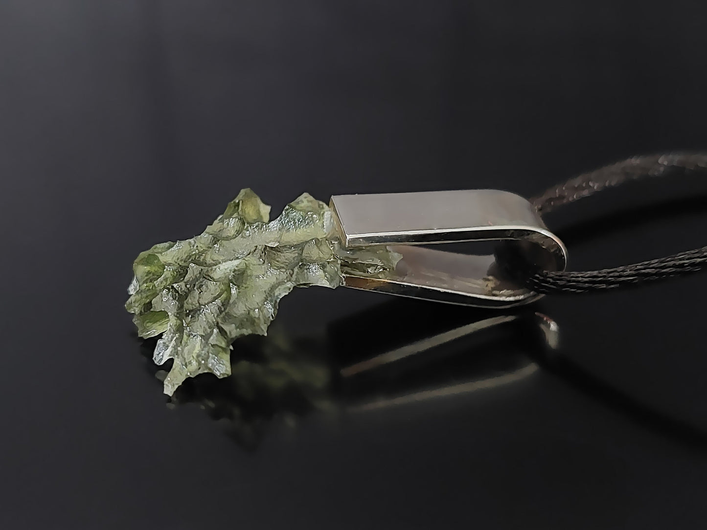 Rare Spikey Besednice Moldavite Pendant with 925 Silver - High Vibrations, Programmed & Activated Amulet