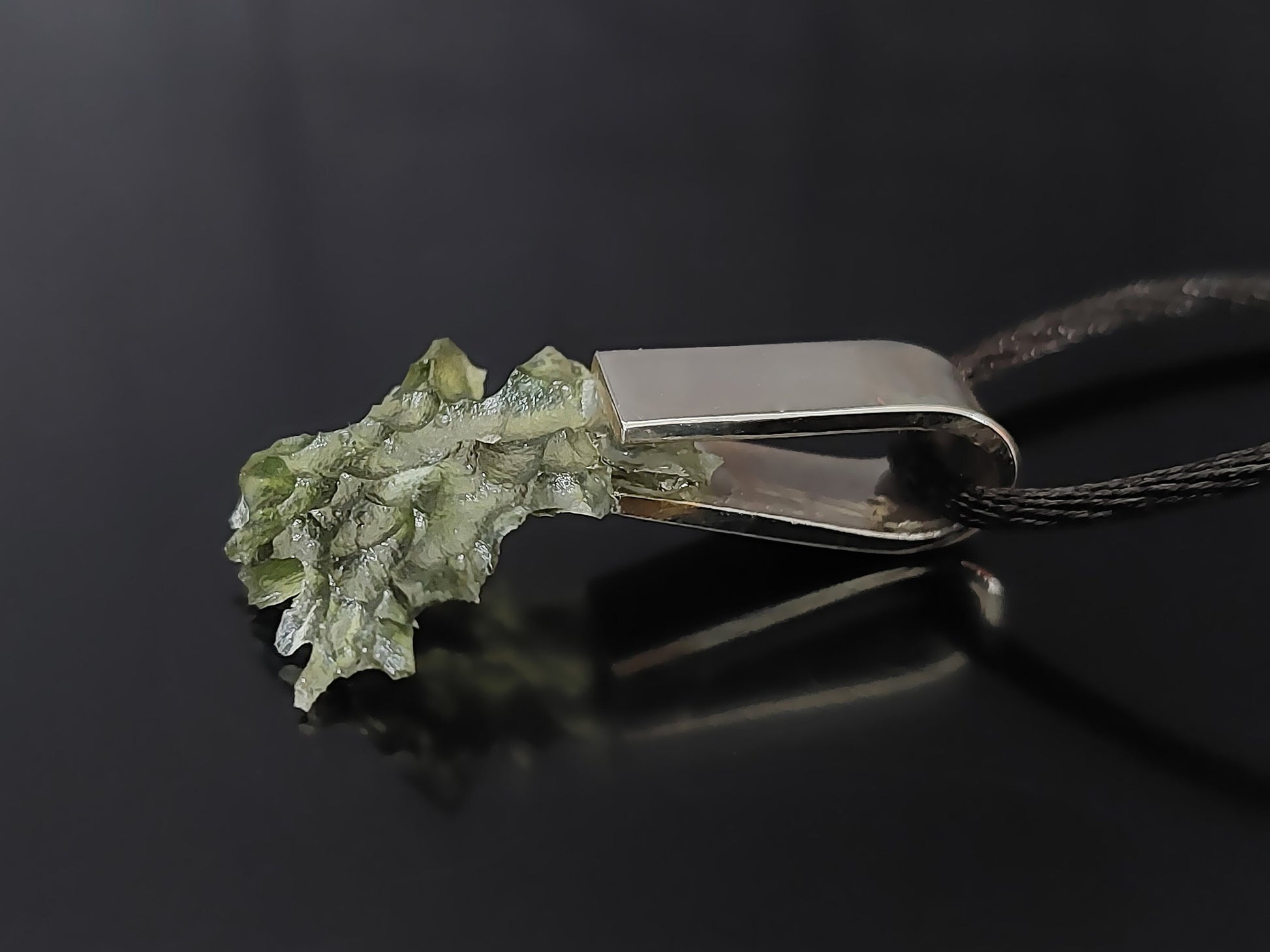 Rare Spikey Besednice Moldavite Pendant with 925 Silver - High Vibrations, Programmed & Activated Amulet