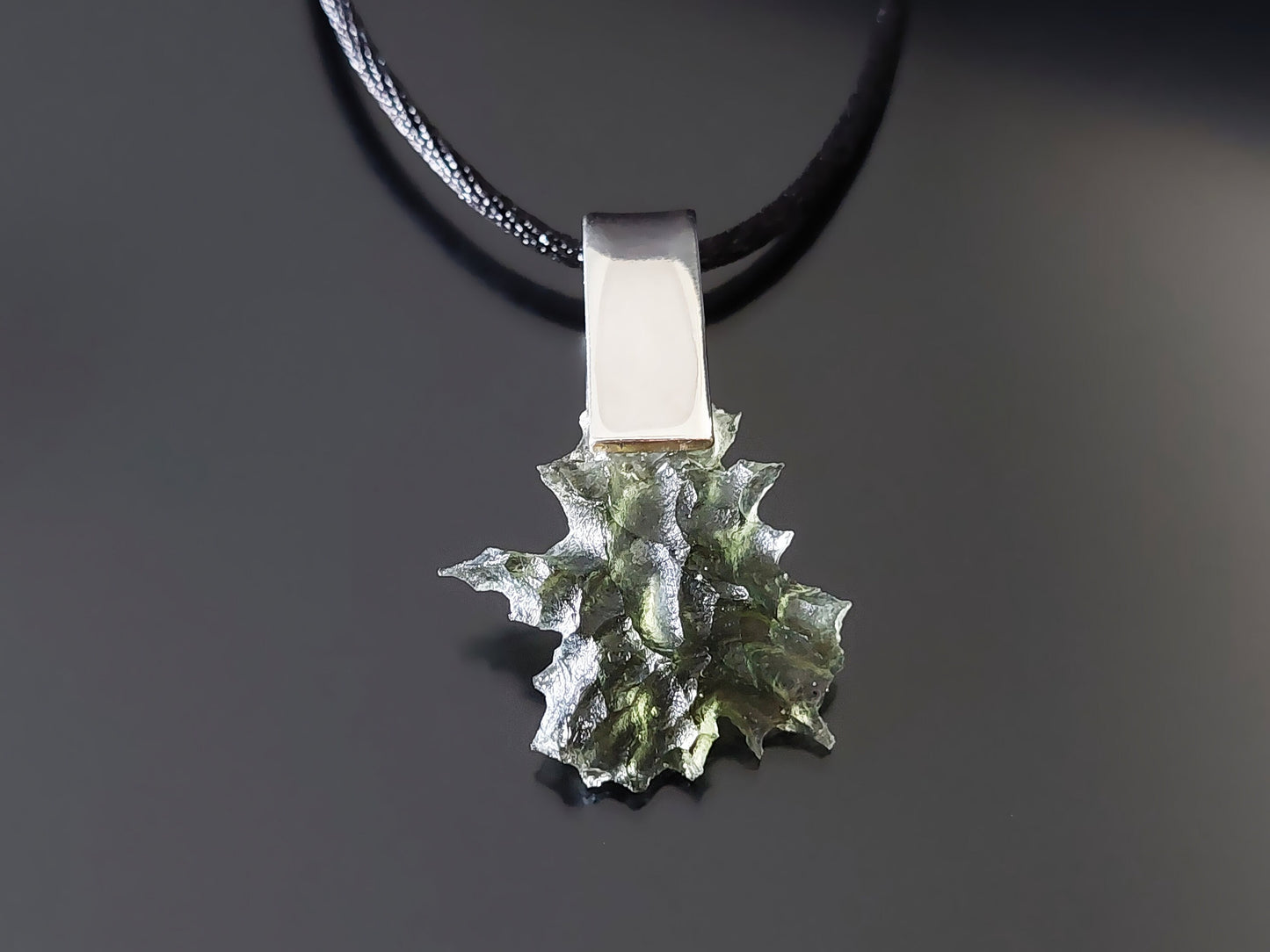 Rare Spikey Besednice Moldavite Pendant with 925 Silver - High Vibrations, Programmed & Activated Amulet