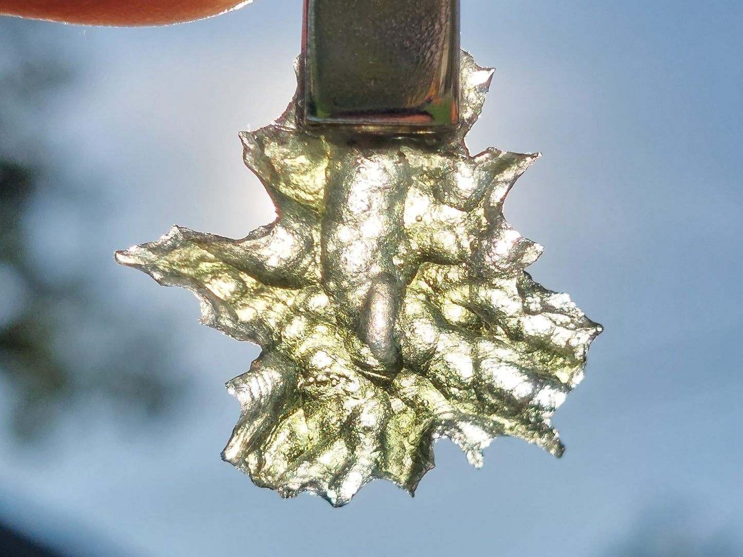Rare Spikey Besednice Moldavite Pendant with 925 Silver - High Vibrations, Programmed & Activated Amulet