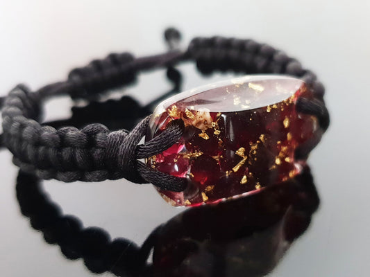 Orgonite bracelet, Garnet and 24k gold orgone, programmed, enchanted and activated amulet for your wishes