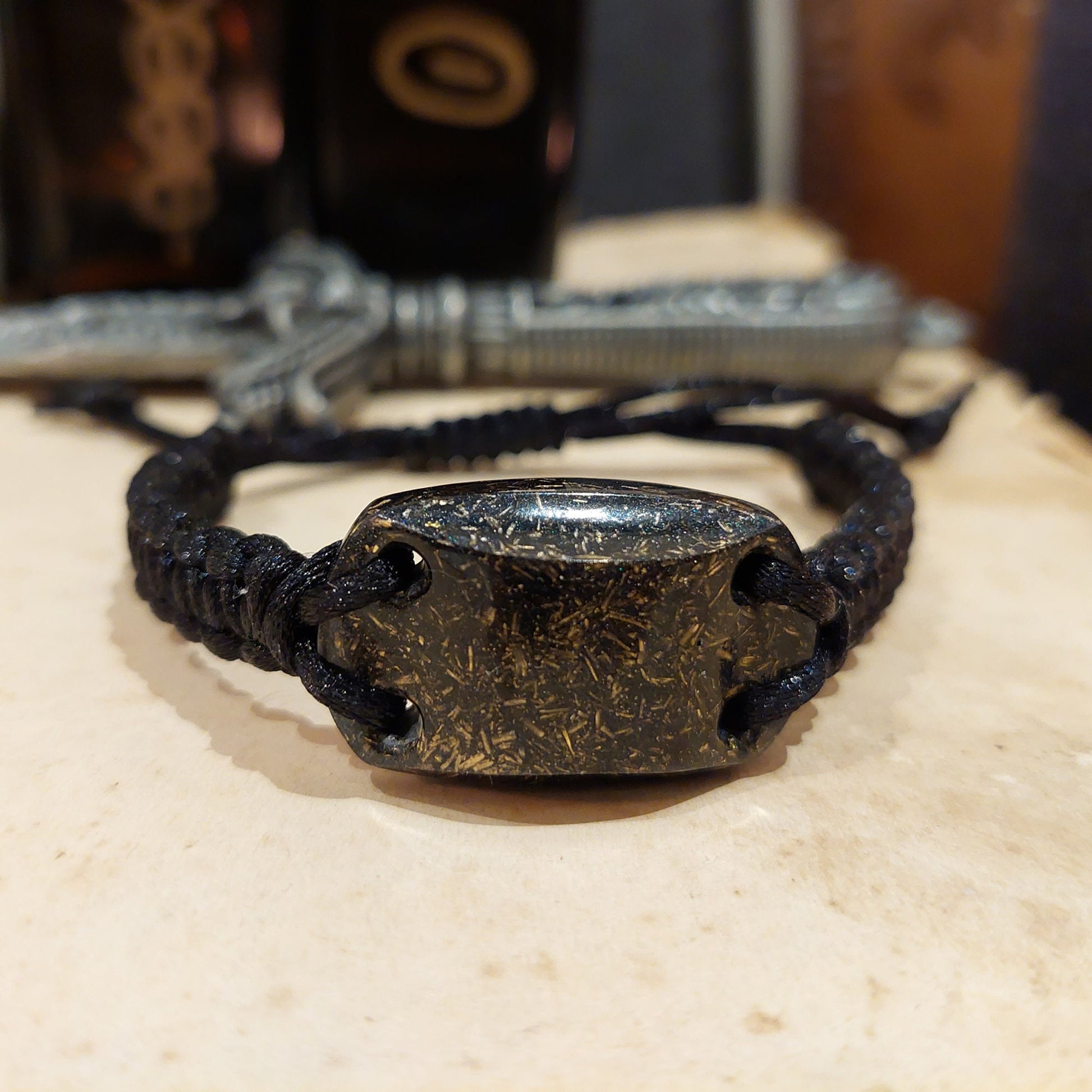 Orgonite bracelet. Black Sun orgone bracelet. Herkimer, Elite Shungite, Black Tourmaline, 24k gold, brass