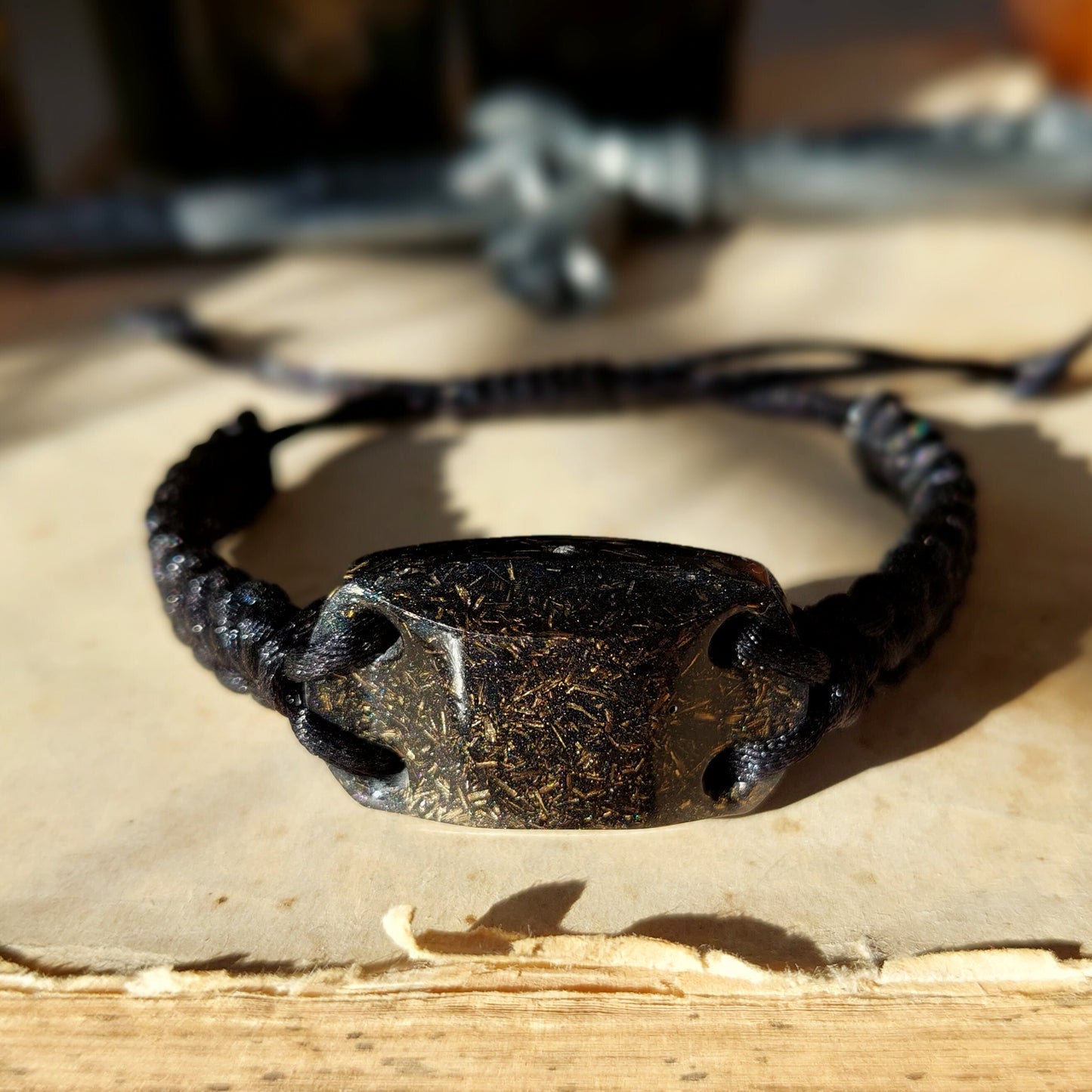Orgonite bracelet. Black Sun orgone bracelet. Herkimer, Elite Shungite, Black Tourmaline, 24k gold, brass