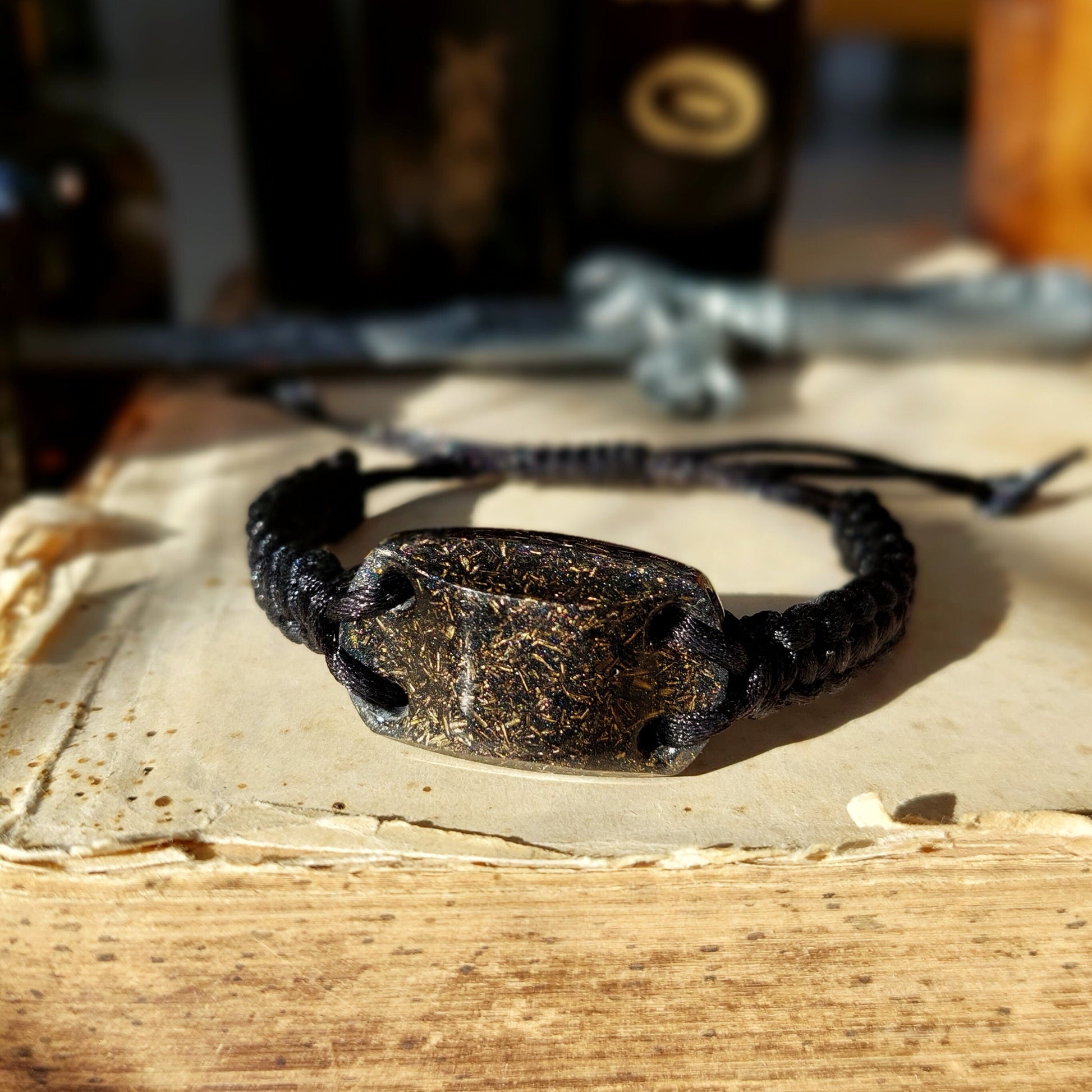 Orgonite bracelet. Black Sun orgone bracelet. Herkimer, Elite Shungite, Black Tourmaline, 24k gold, brass