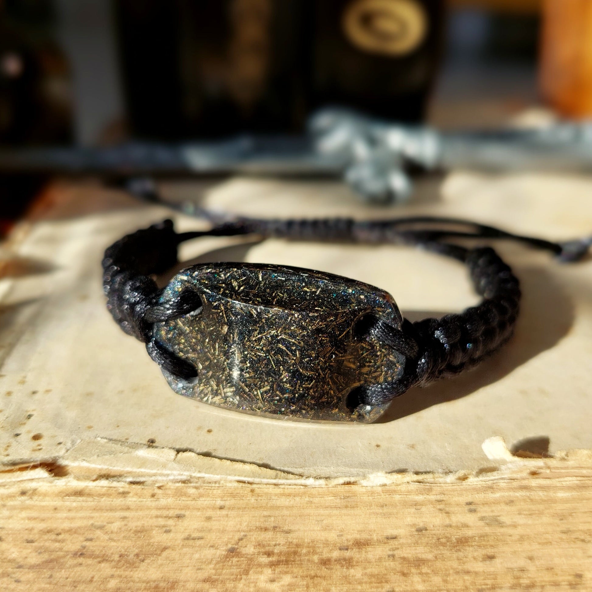 Orgonite bracelet. Black Sun orgone bracelet. Herkimer, Elite Shungite, Black Tourmaline, 24k gold, brass