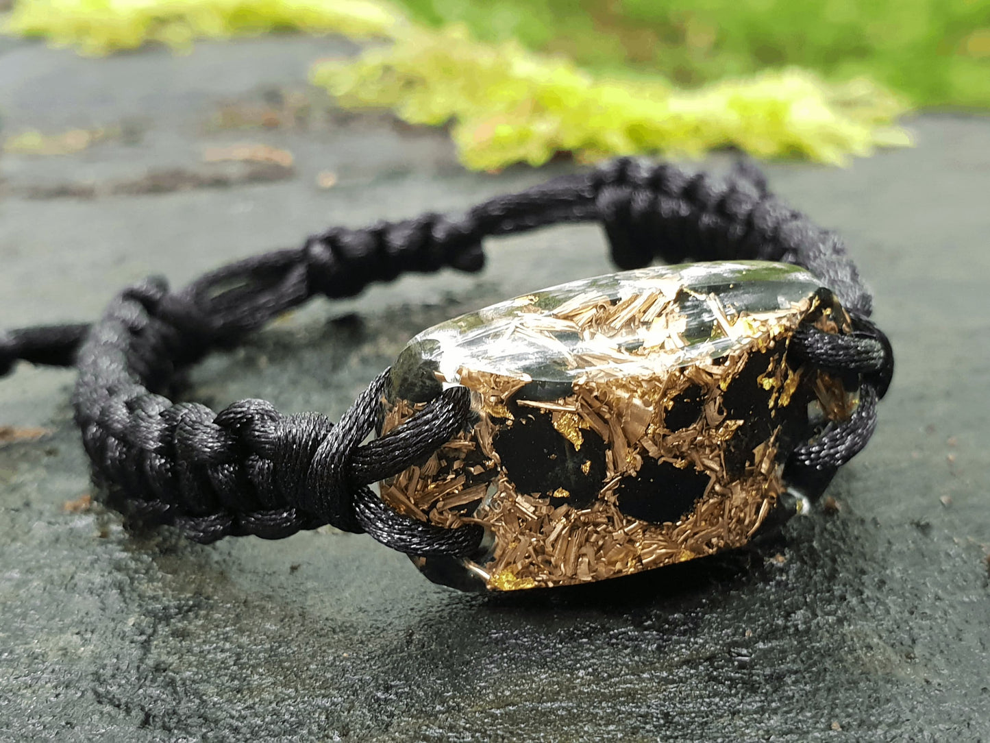 Elite Shungite Orgonite orgone bracelet, Black Tourmaline, brass, 24k gold, EMF, 5G, powerful protection