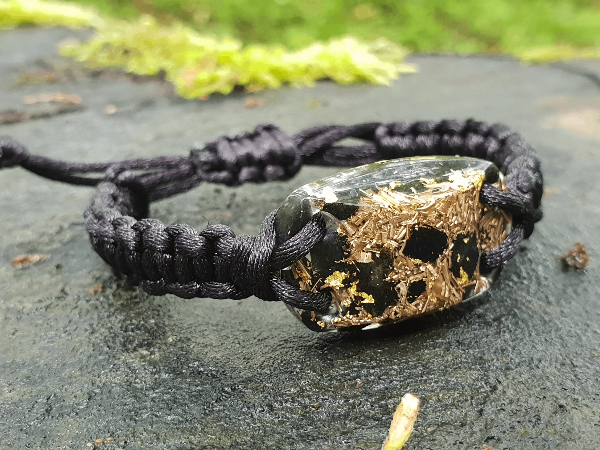 Elite Shungite Orgonite orgone bracelet, Black Tourmaline, brass, 24k gold, EMF, 5G, powerful protection