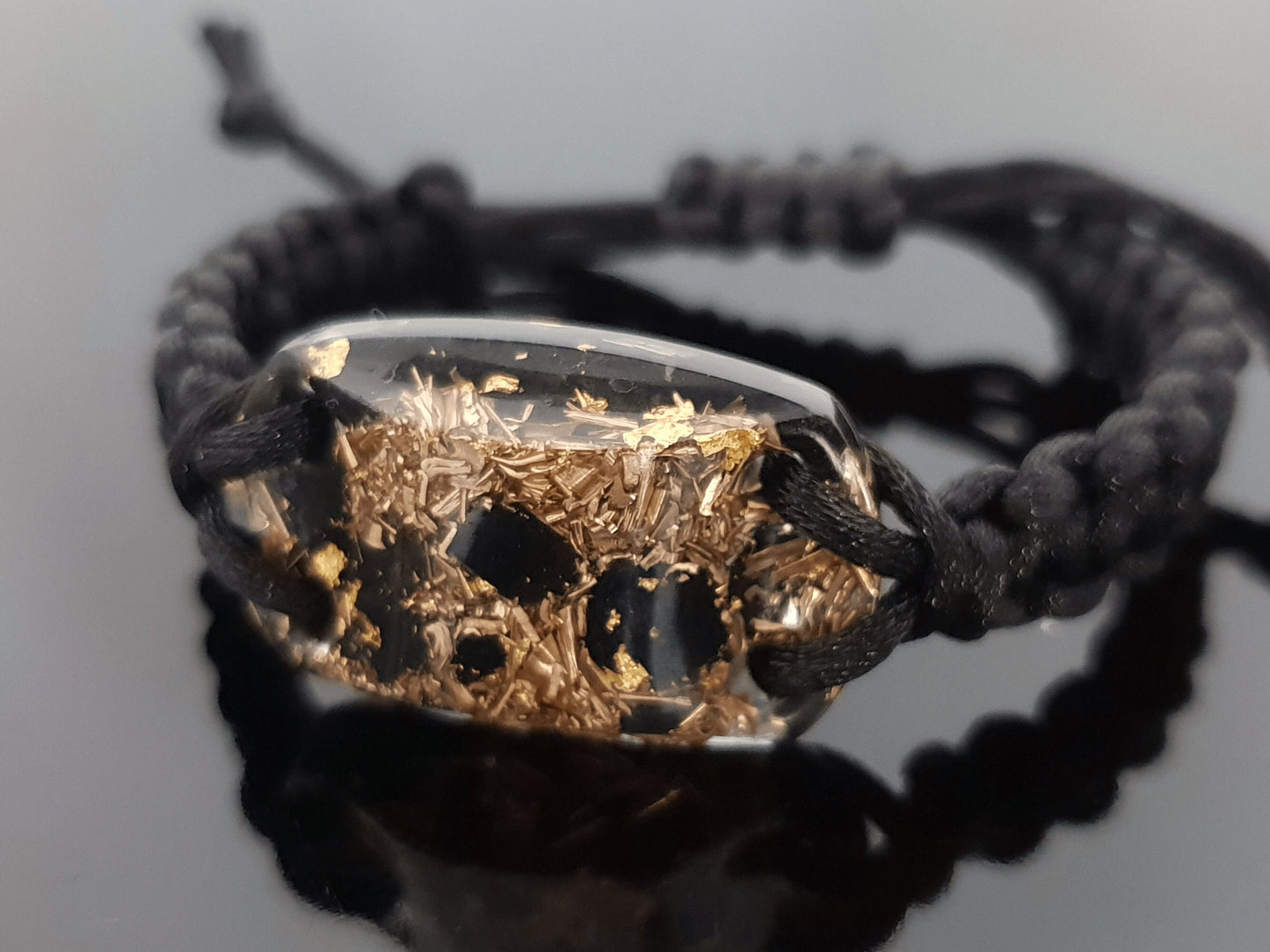 Elite Shungite Orgonite orgone bracelet, Black Tourmaline, brass, 24k gold, EMF, 5G, powerful protection