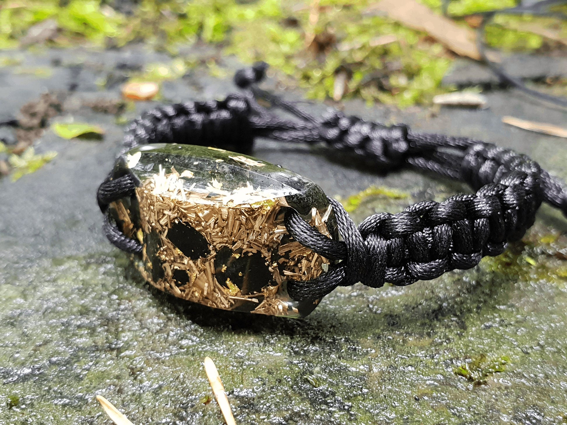 Elite Shungite Orgonite orgone bracelet, Black Tourmaline, brass, 24k gold, EMF, 5G, powerful protection