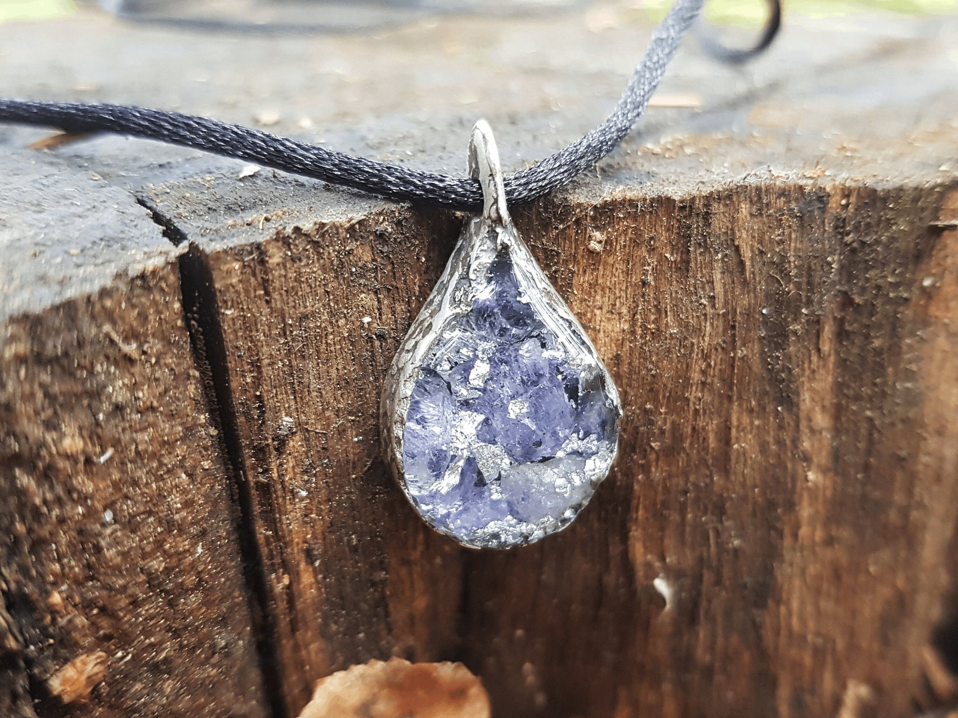 Orgone Orgonite pendant necklace, Silver, Natural Tanzanite orgonite, Reiki crystal amulet, chakra healing