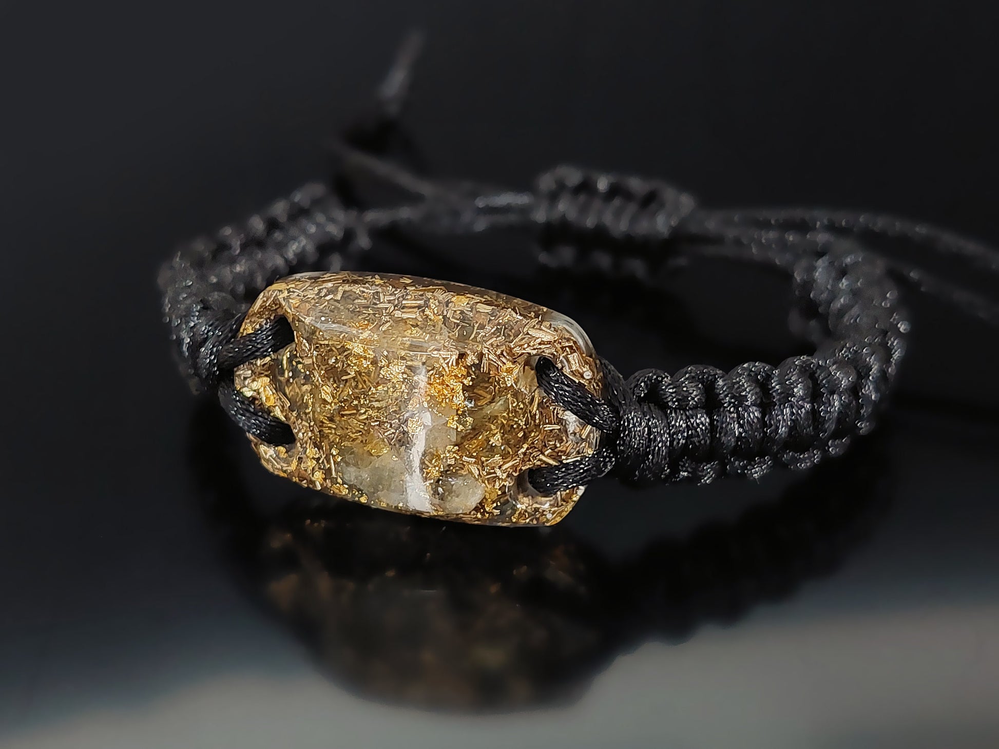 Citrine Orgonite bracelet, 24k gold, brass orgone bracelet