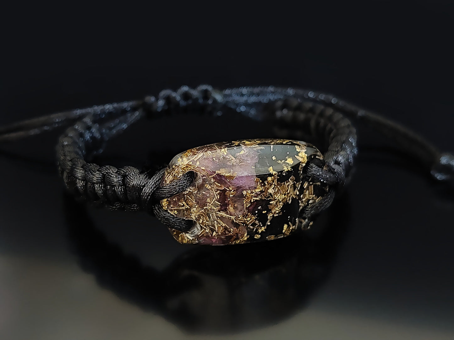 Orgonite orgone bracelet, Black Tourmaline, amethyst, brass, 24k gold, reiki crystal energy healing, EMF protection