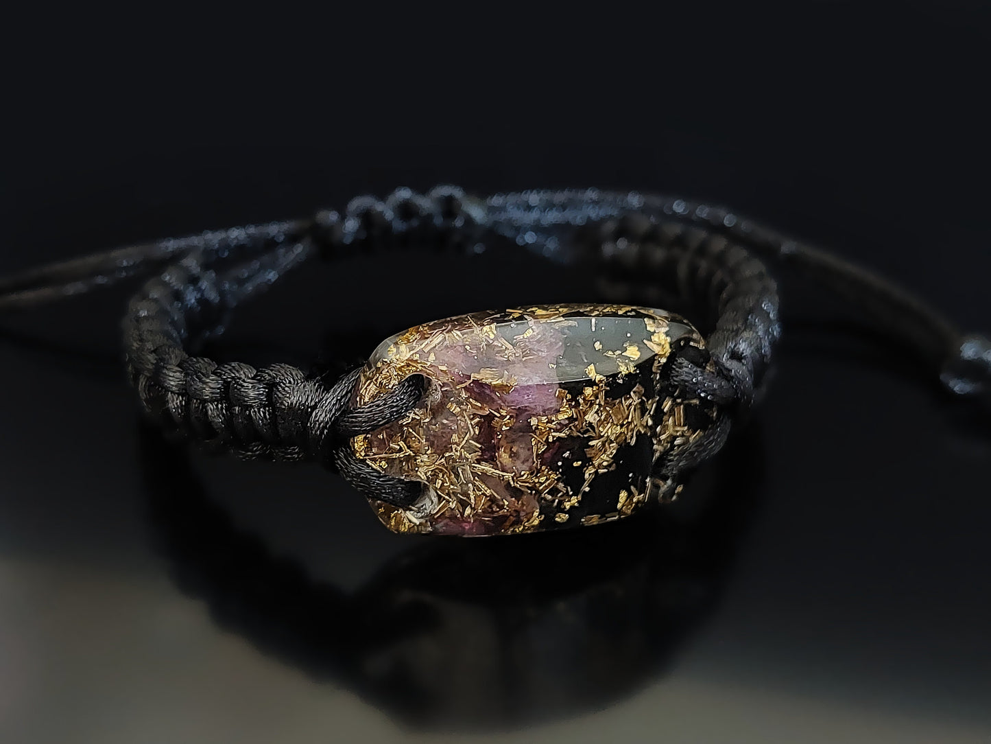 Orgonite orgone bracelet, Black Tourmaline, amethyst, brass, 24k gold, 5G, EMF protection