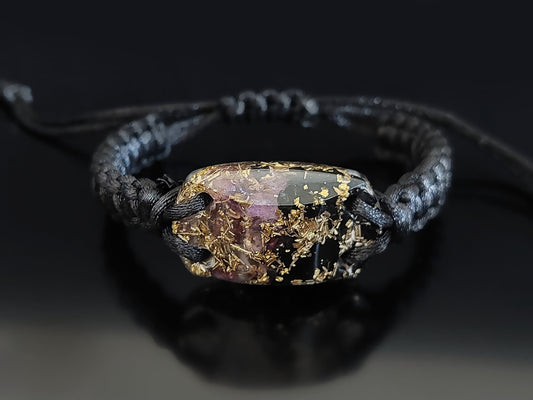 Orgonite orgone bracelet, Black Tourmaline, amethyst, brass, 24k gold, 5G, EMF protection