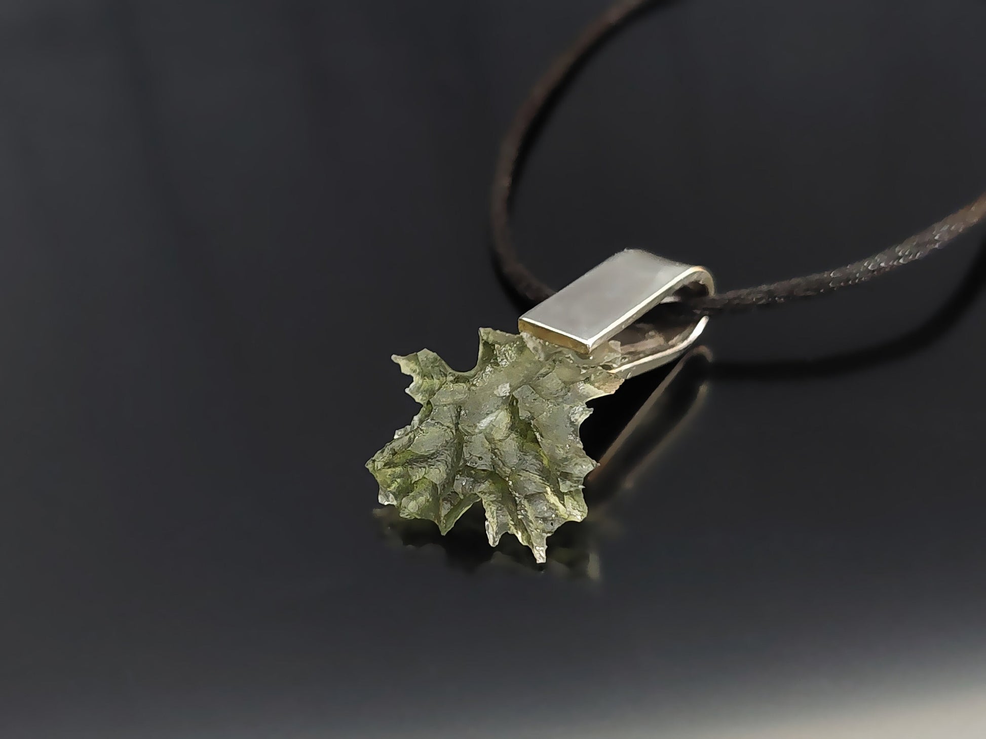 Rare Spikey Besednice Moldavite Pendant with 925 Silver - High Vibrations, Programmed & Activated Amulet