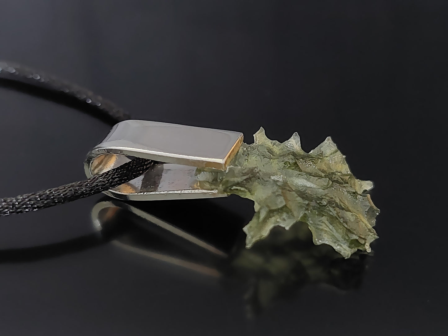 Rare Spikey Besednice Moldavite Pendant with 925 Silver - High Vibrations, Programmed & Activated Amulet