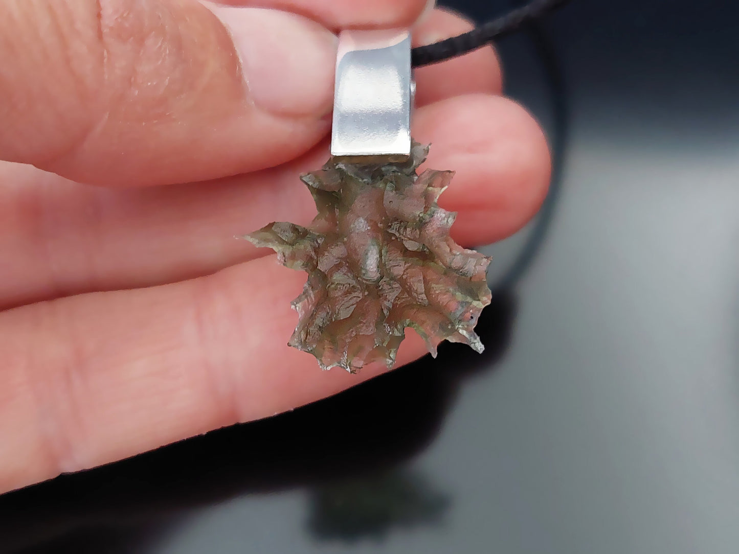 Rare Spikey Besednice Moldavite Pendant with 925 Silver - High Vibrations, Programmed & Activated Amulet