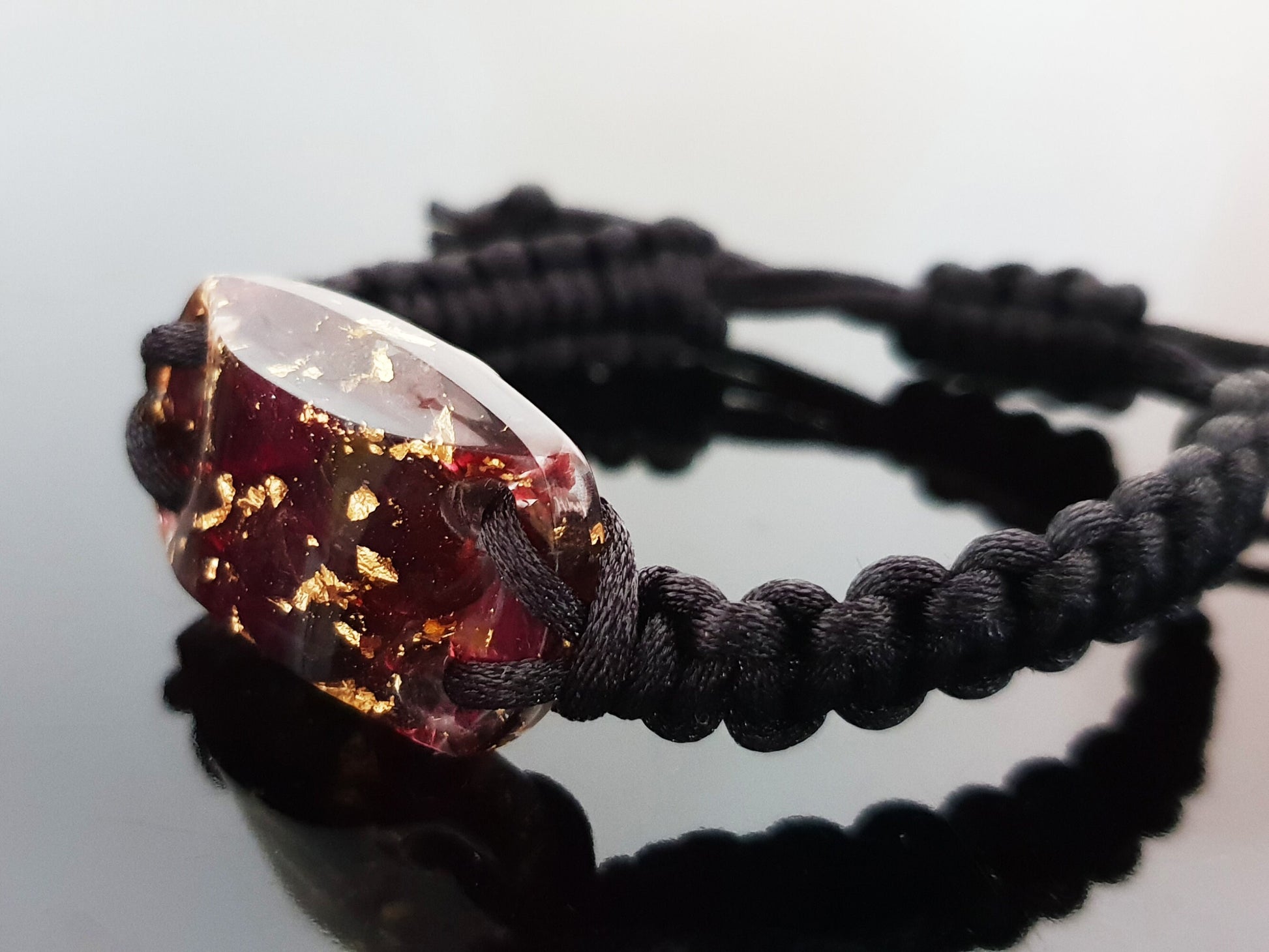 Orgonite bracelet, Garnet and 24k gold orgone, programmed, enchanted and activated amulet for your wishes
