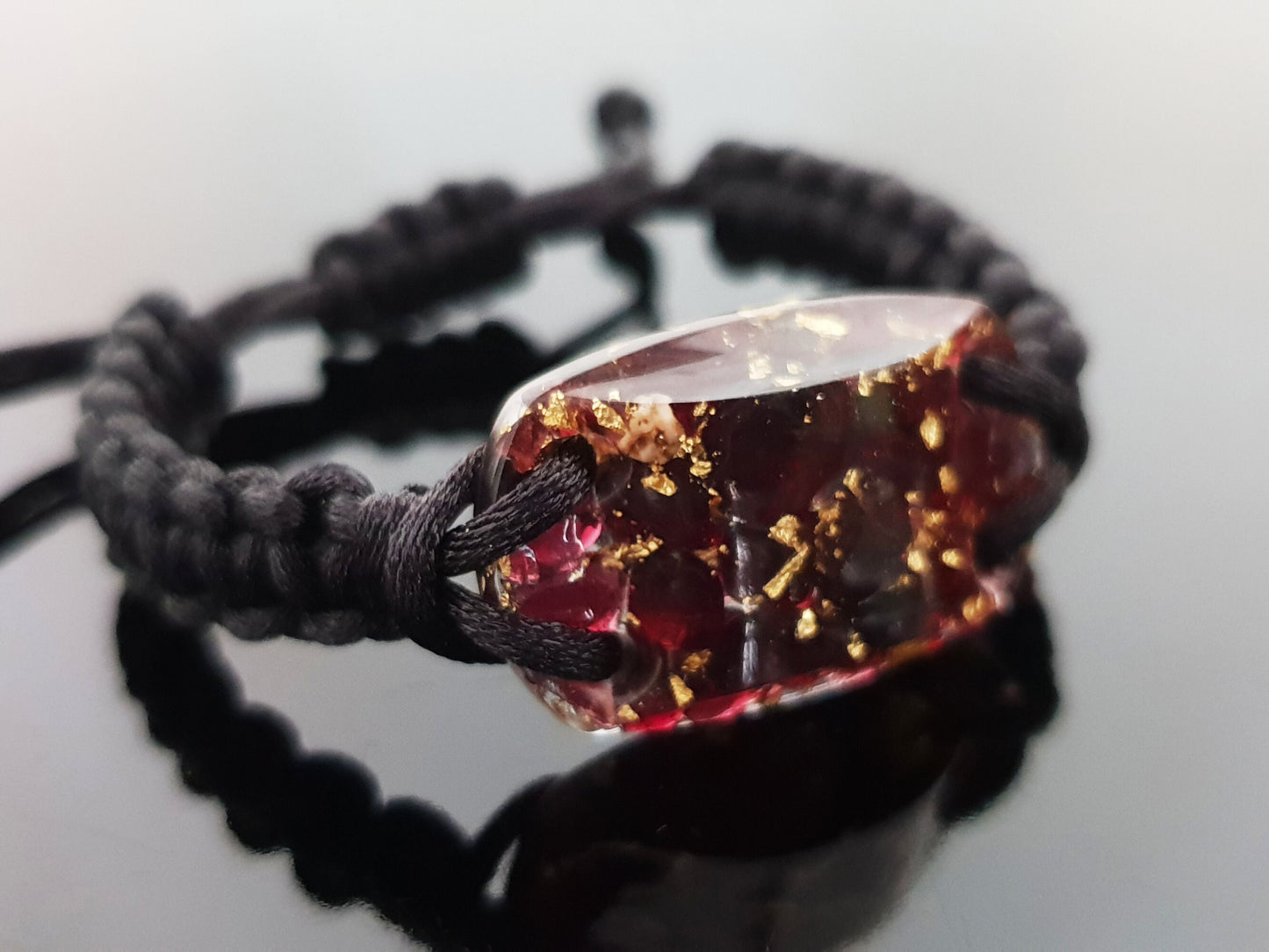 Orgonite bracelet, Garnet and 24k gold orgone, programmed, enchanted and activated amulet for your wishes