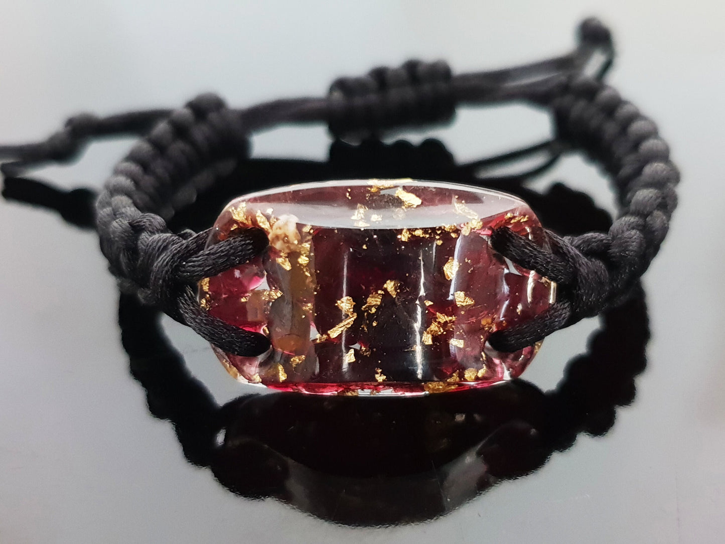 Orgonite bracelet, Garnet and 24k gold orgone, programmed, enchanted and activated amulet for your wishes