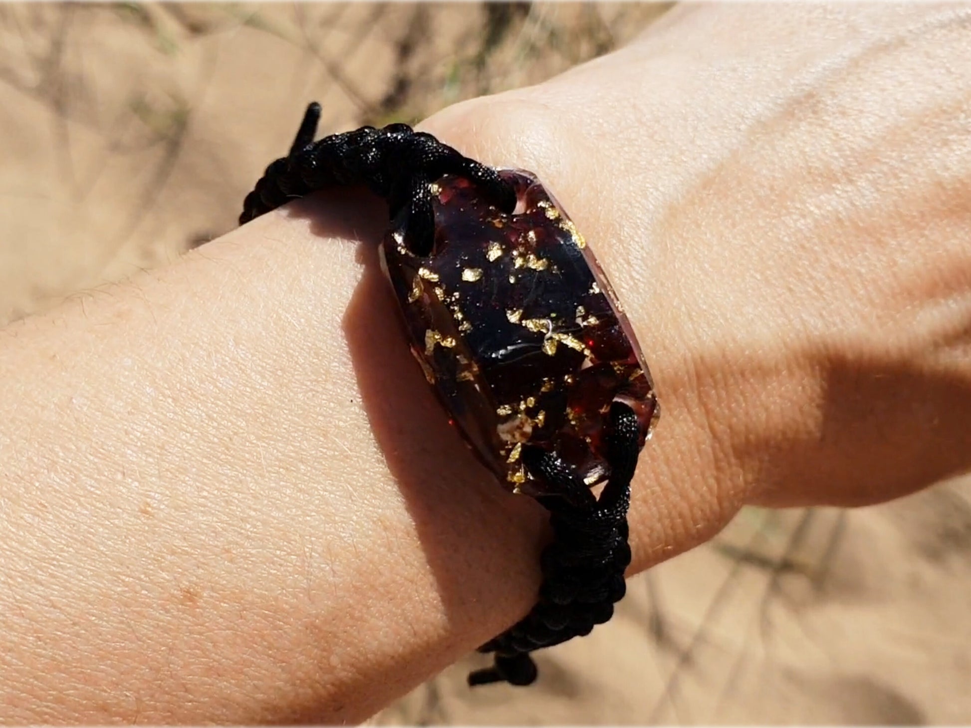 Orgonite bracelet, Garnet and 24k gold orgone, programmed, enchanted and activated amulet for your wishes