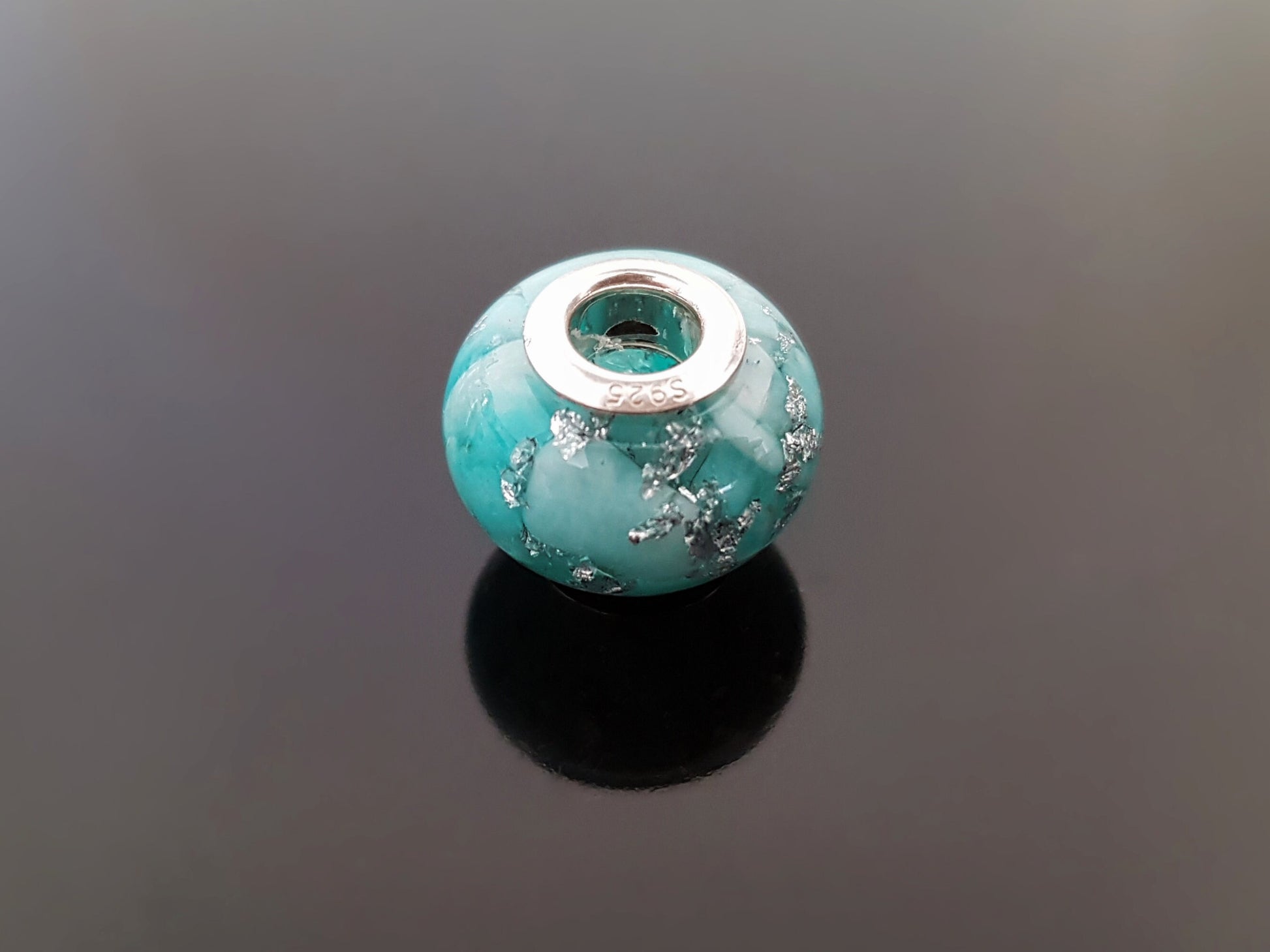 Orgonite orgone charm bead, pendant, bracelet, Amazonite, 925 silver - Reiki infused, programmed crystal amulet