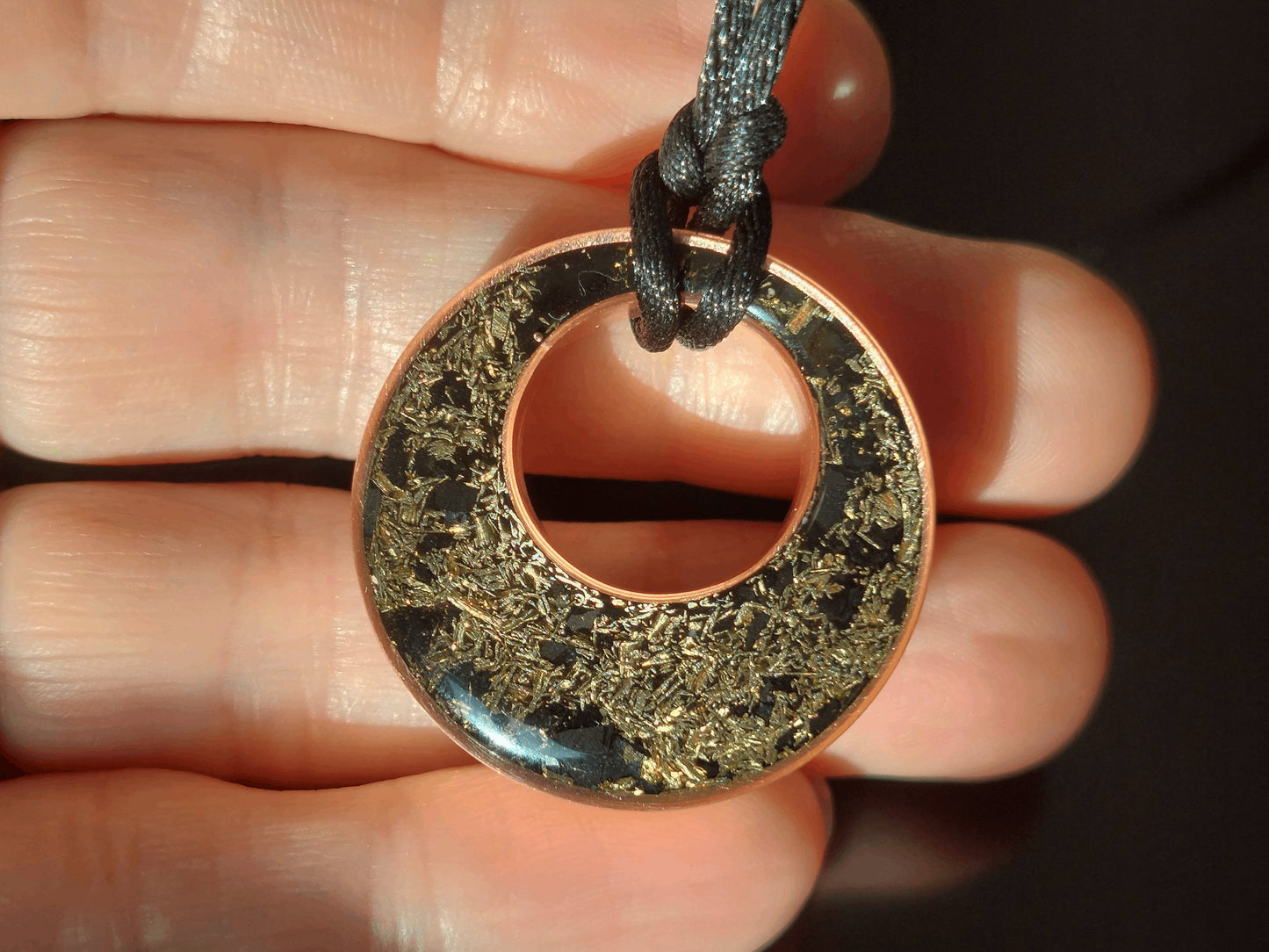 EMF 5G protection Orgonite orgone pendant, Herkimer, Elite Shungite, Black Tourmaline, 24k gold, copper, brass