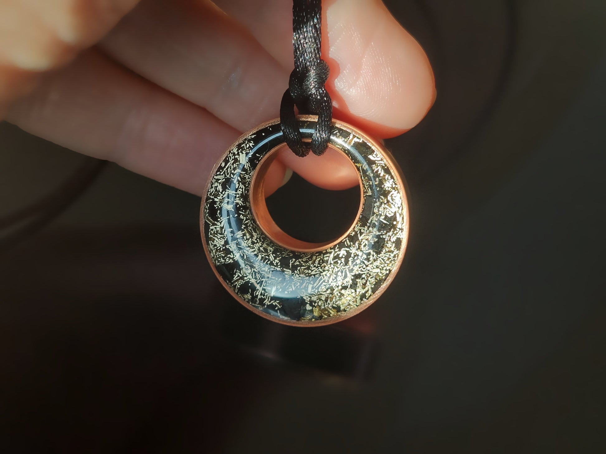 EMF 5G protection Orgonite orgone pendant, Herkimer, Elite Shungite, Black Tourmaline, 24k gold, copper, brass