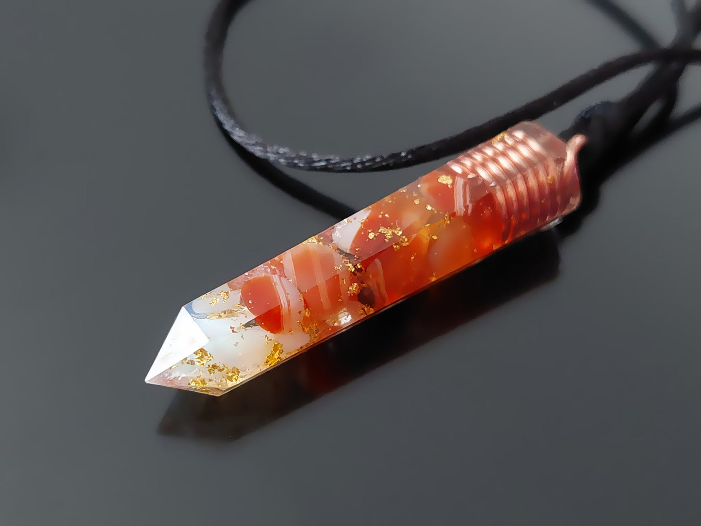 Orgonite orgone pendant necklace, Carnelian, Sardonyx, Moonstone, 24k gold, healing Alchemy amulet, Reiki crystals
