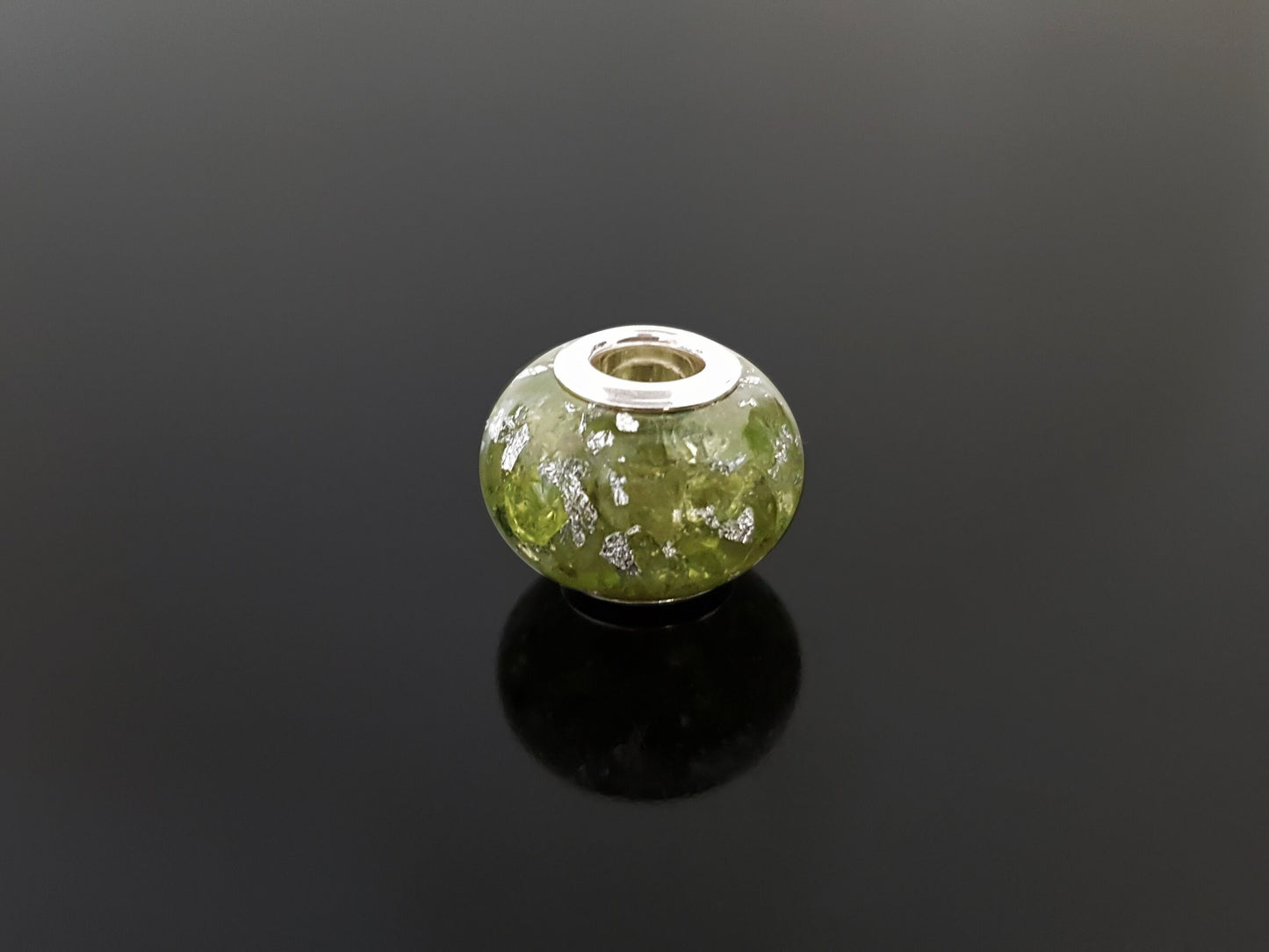 Orgonite orgone charm bead, pendant, bracelet, Peridot, 925 silver - Reiki infused, programmed crystal amulet
