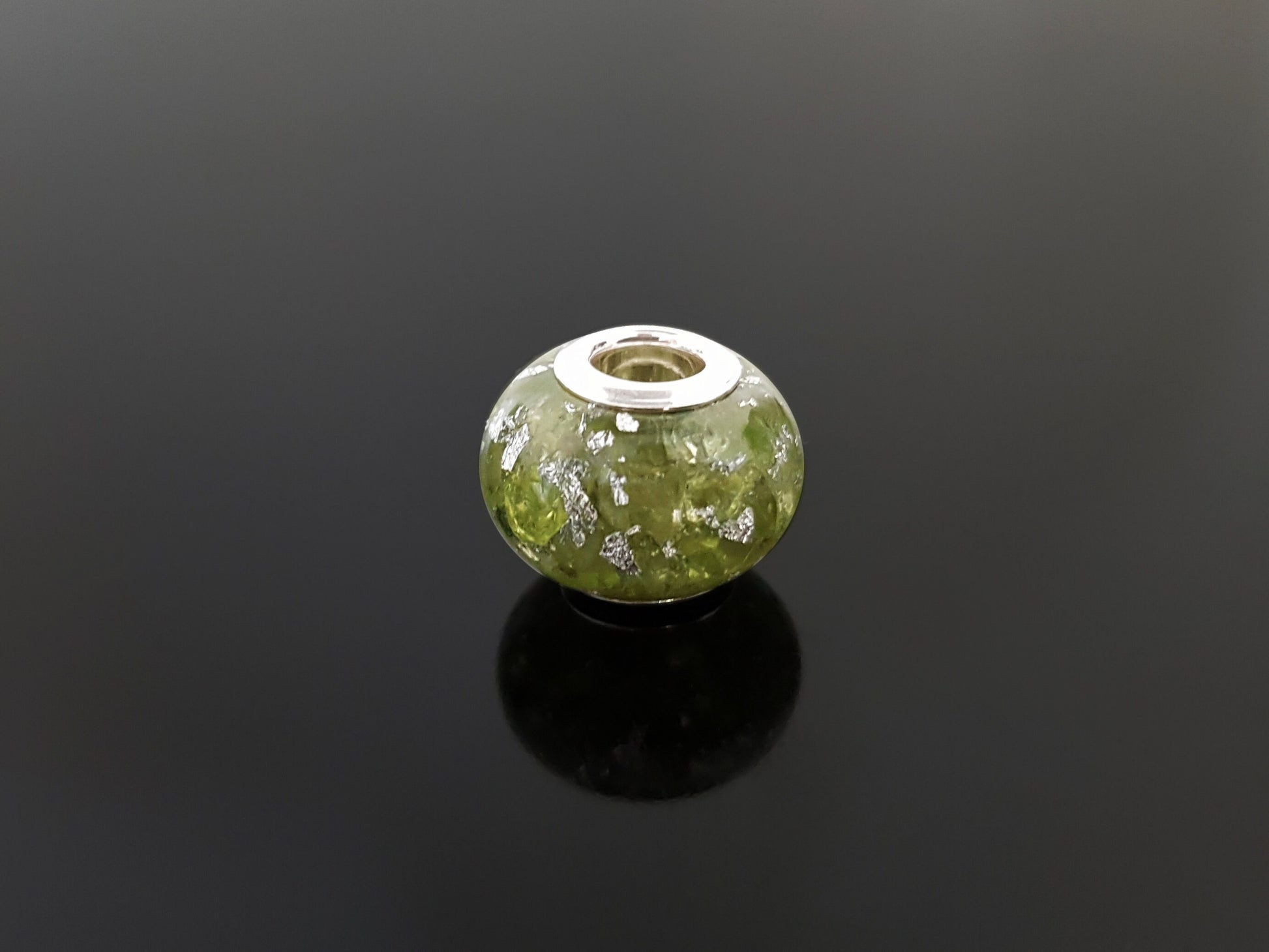 Orgonite orgone charm bead, pendant, bracelet, Peridot, 925 silver - Reiki infused, programmed crystal amulet