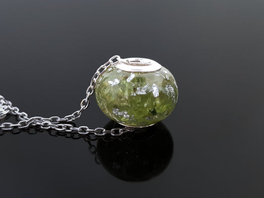 Orgonite orgone charm bead, pendant, bracelet, Peridot, 925 silver - Reiki infused, programmed crystal amulet