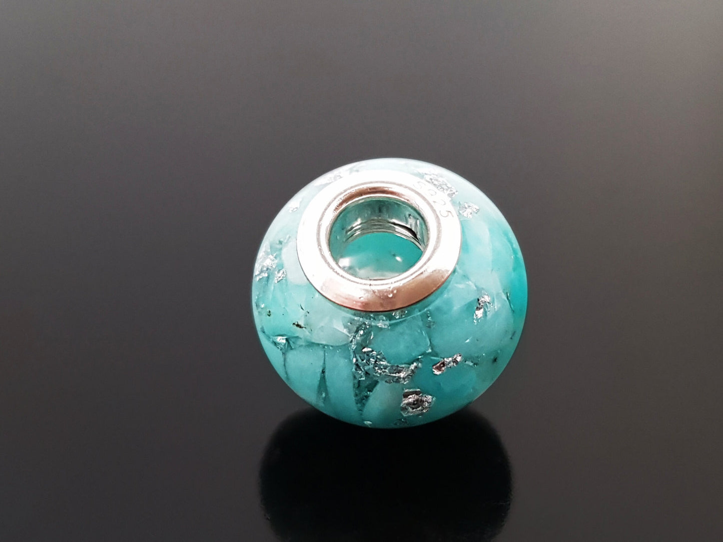 Orgonite orgone charm bead, pendant, bracelet, Amazonite, 925 silver - Reiki infused, programmed crystal amulet