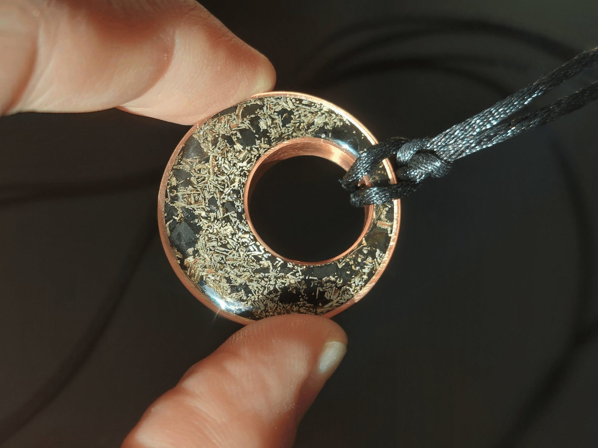 EMF 5G protection Orgonite orgone pendant, Herkimer, Elite Shungite, Black Tourmaline, 24k gold, copper, brass