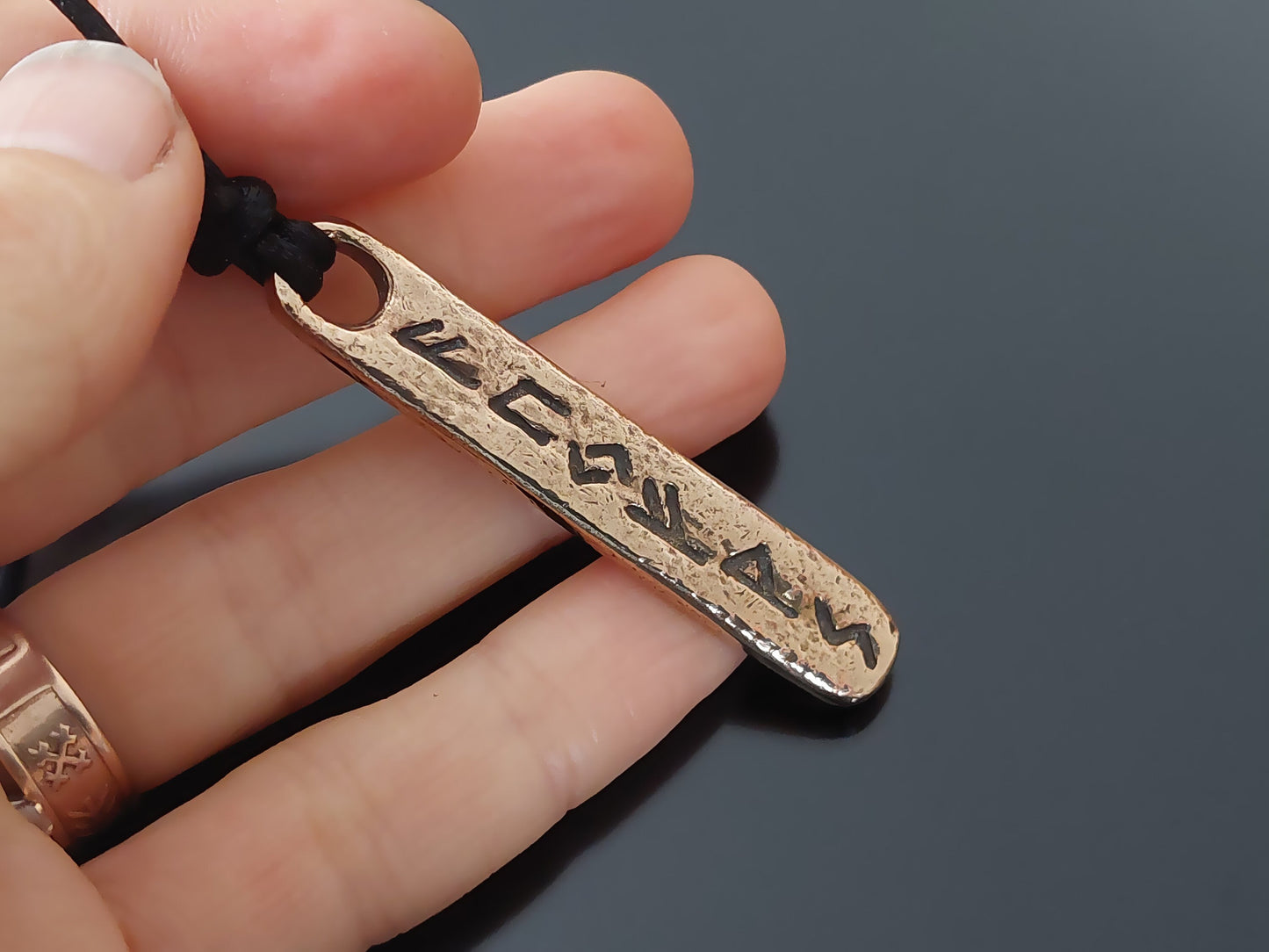 Money amulet / charm with celtic viking runes formula. Bronze ore silver pendant. Real amulet.