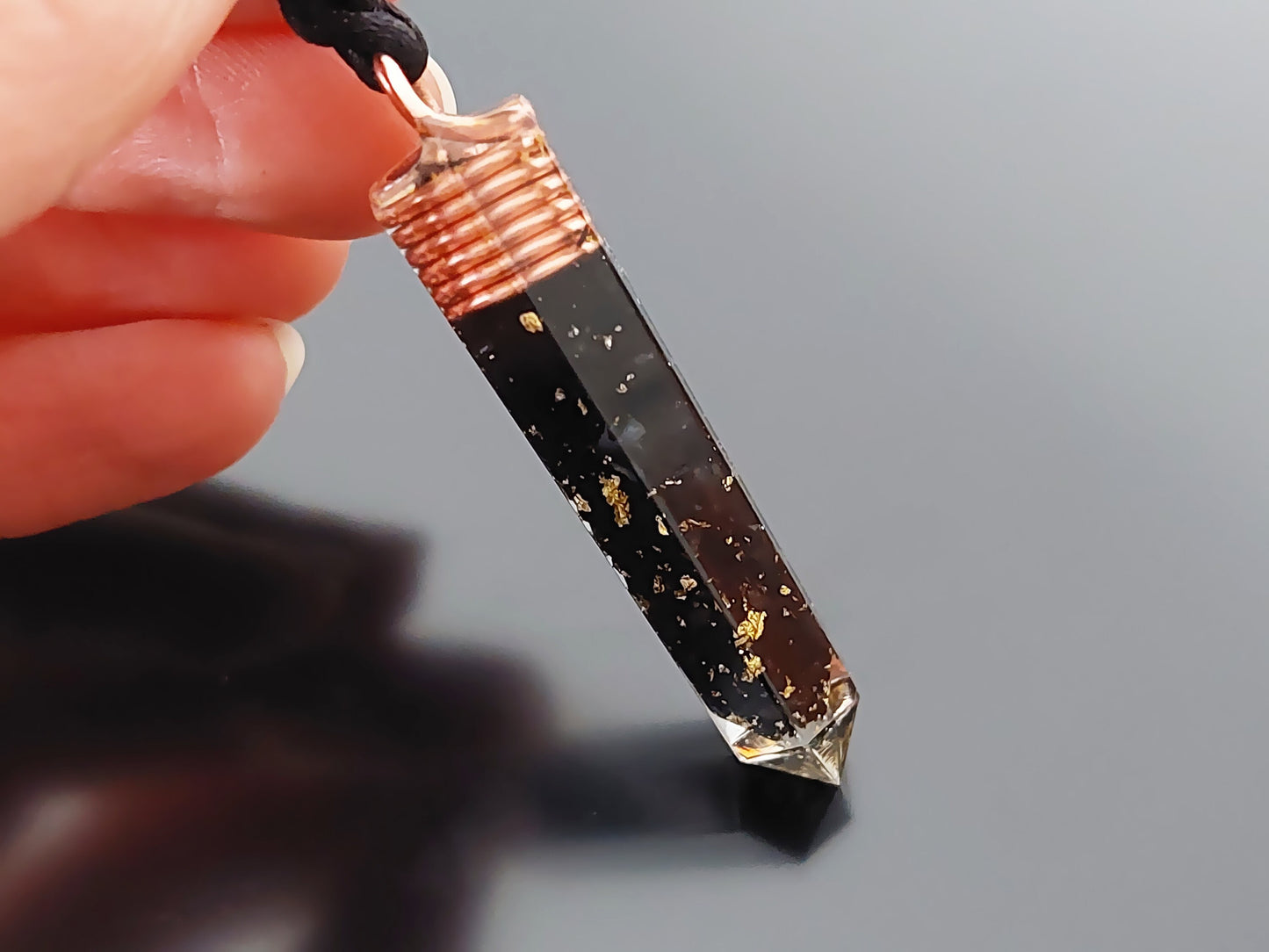 Orgonite orgone pendant necklace, noble Elite Shungite, Black tourmaline, 24k gold, copper, EMF 5G protection
