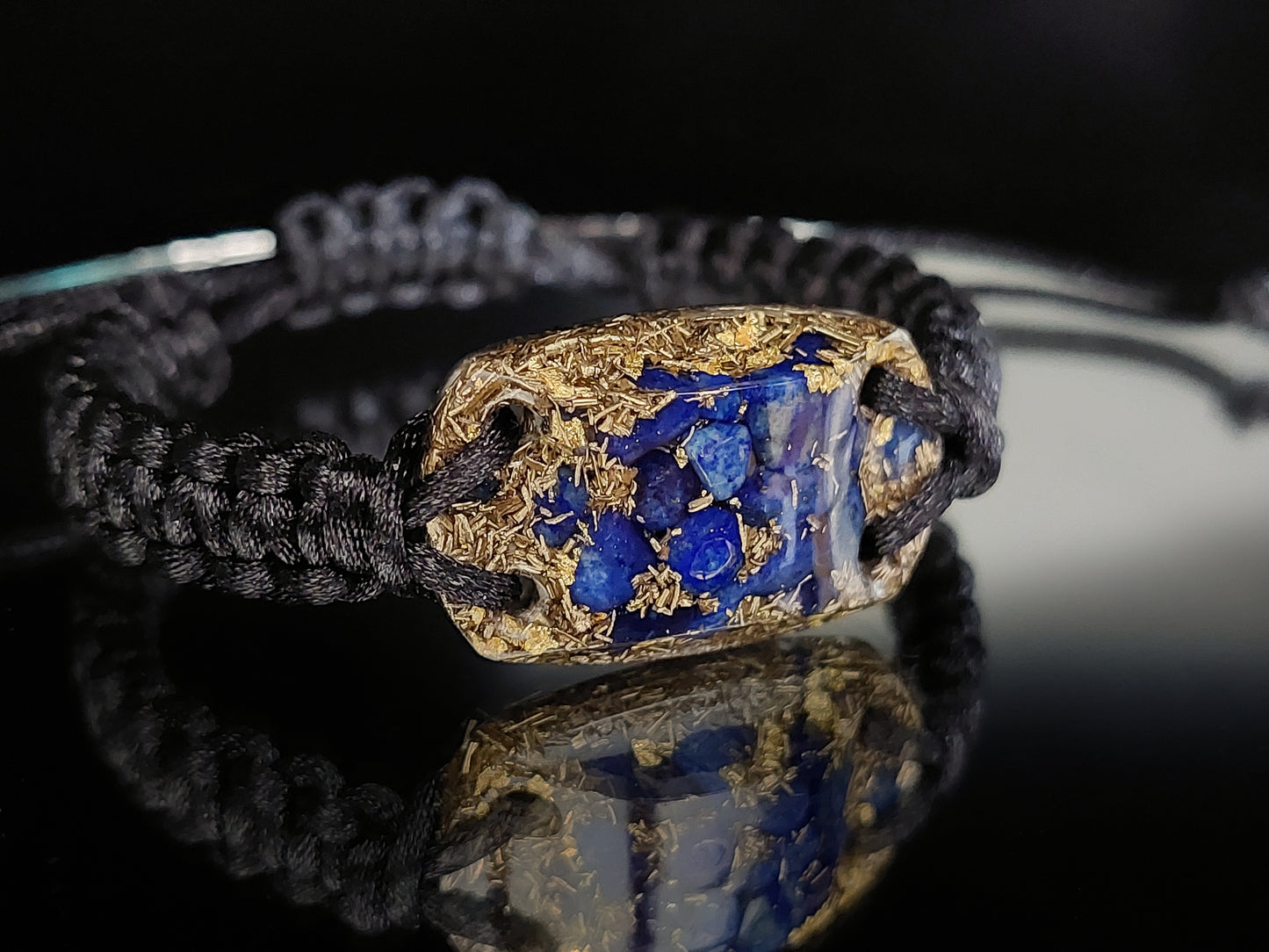 Orgonite orgone bracelet, Lapis Lazuli, 24k gold, brass, programmed, activated reiki amulet, meditation, chakra healing, EMF protection