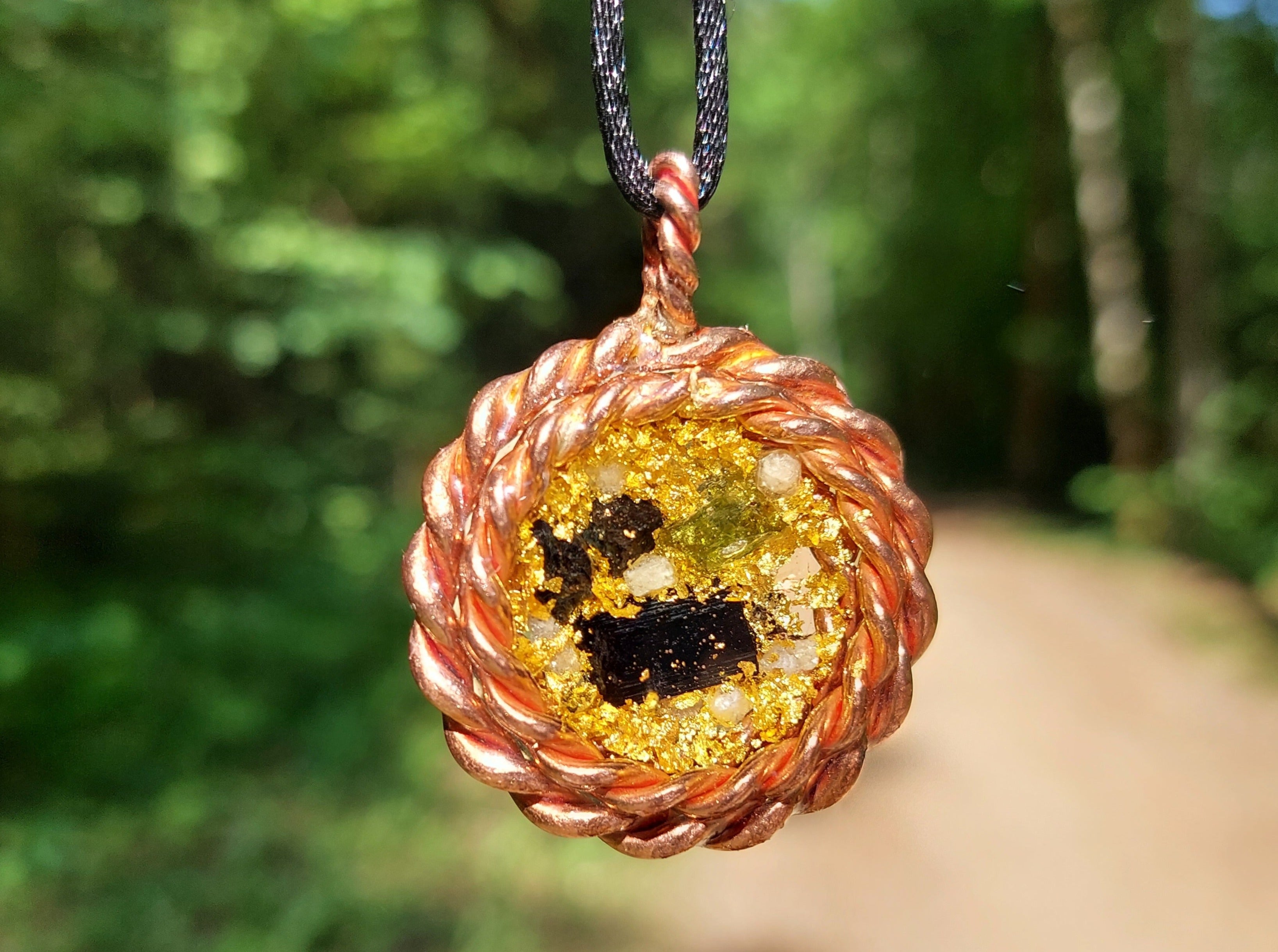 3 Tensor rings orgonite orgone pendant amulet with Moldavite