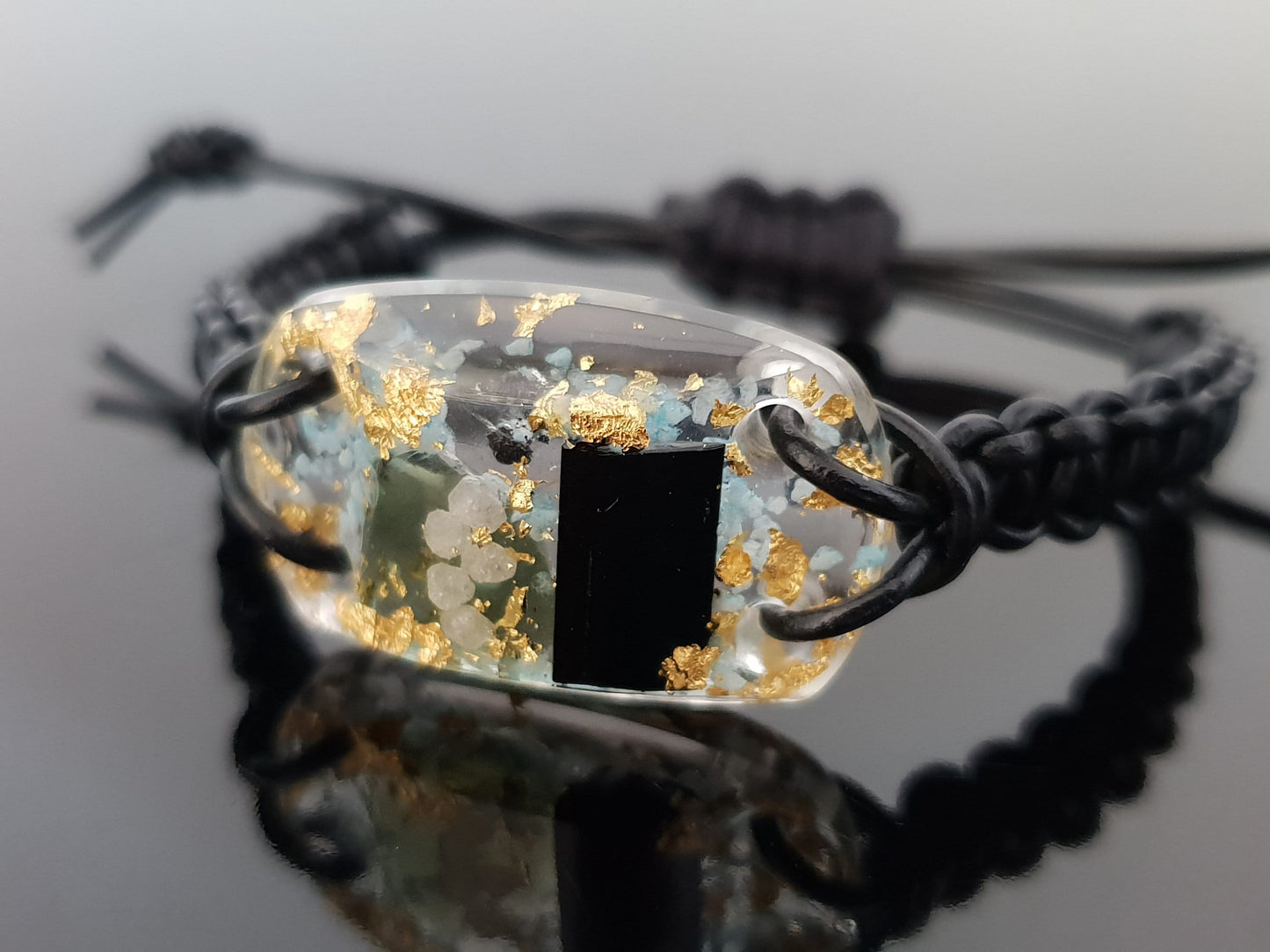 Moldavite Orgonite orgone bracelet charm, magic amulet, talisman with small glow in the dark effect, Most powerful